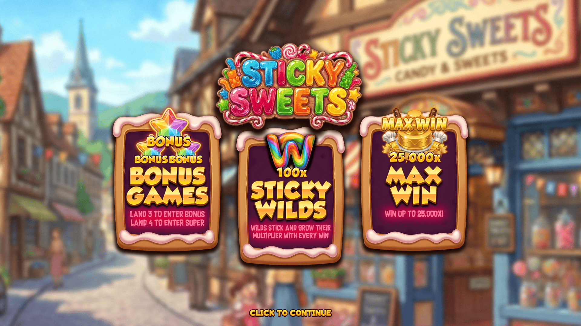 Sticky Sweets slot intro screen
