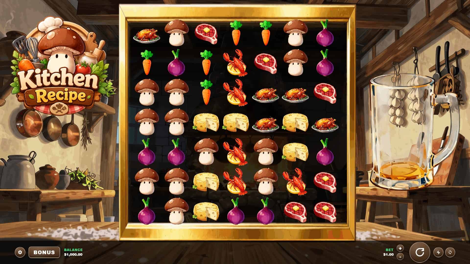 Kitchen Recipe slot gameplay reels