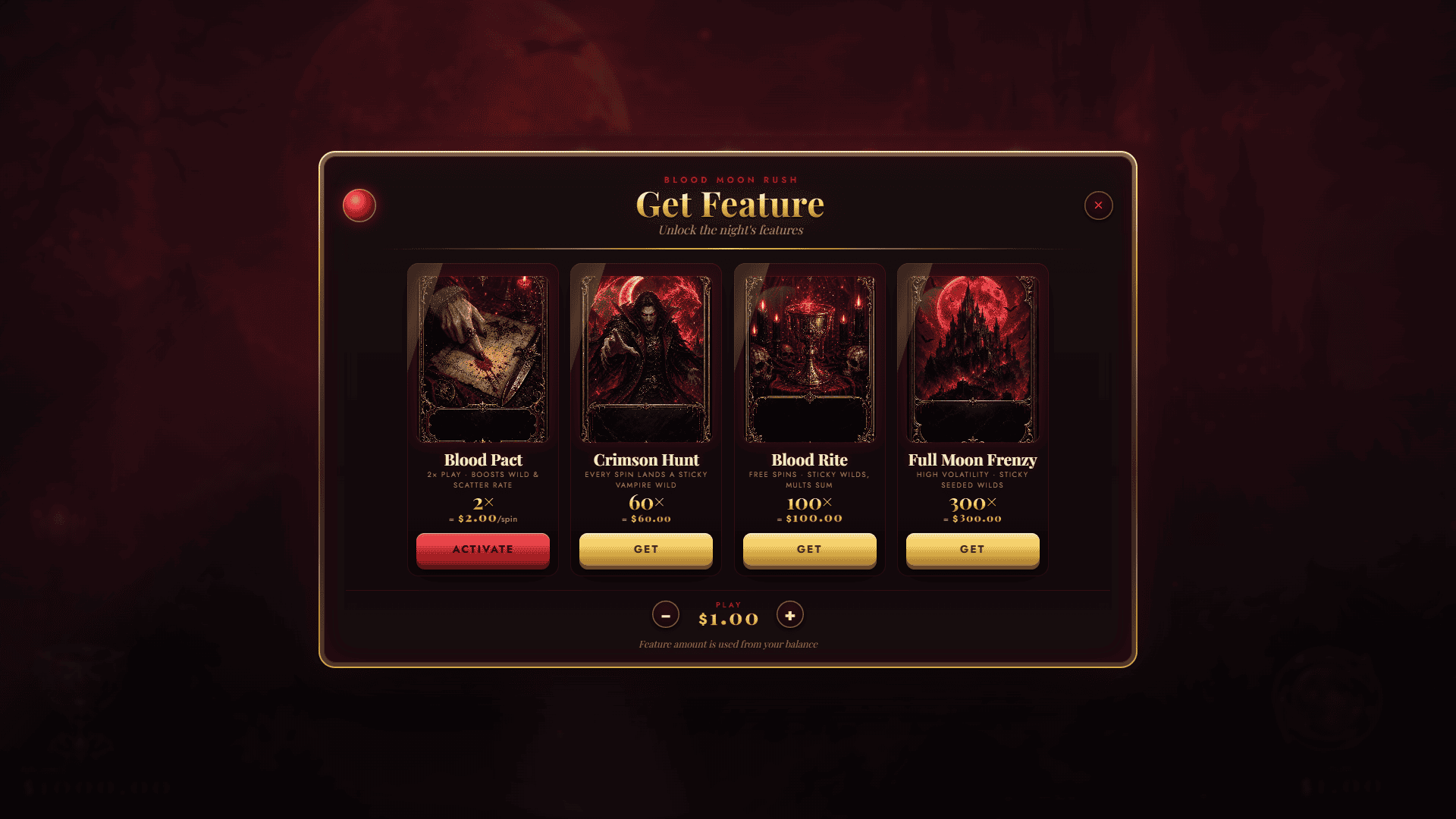 Blood Moon Rush bonus buy menu