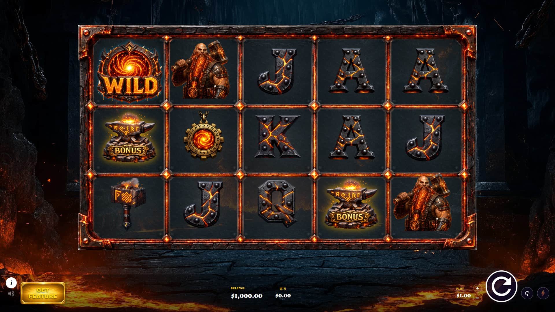 Molten Forge slot gameplay reels