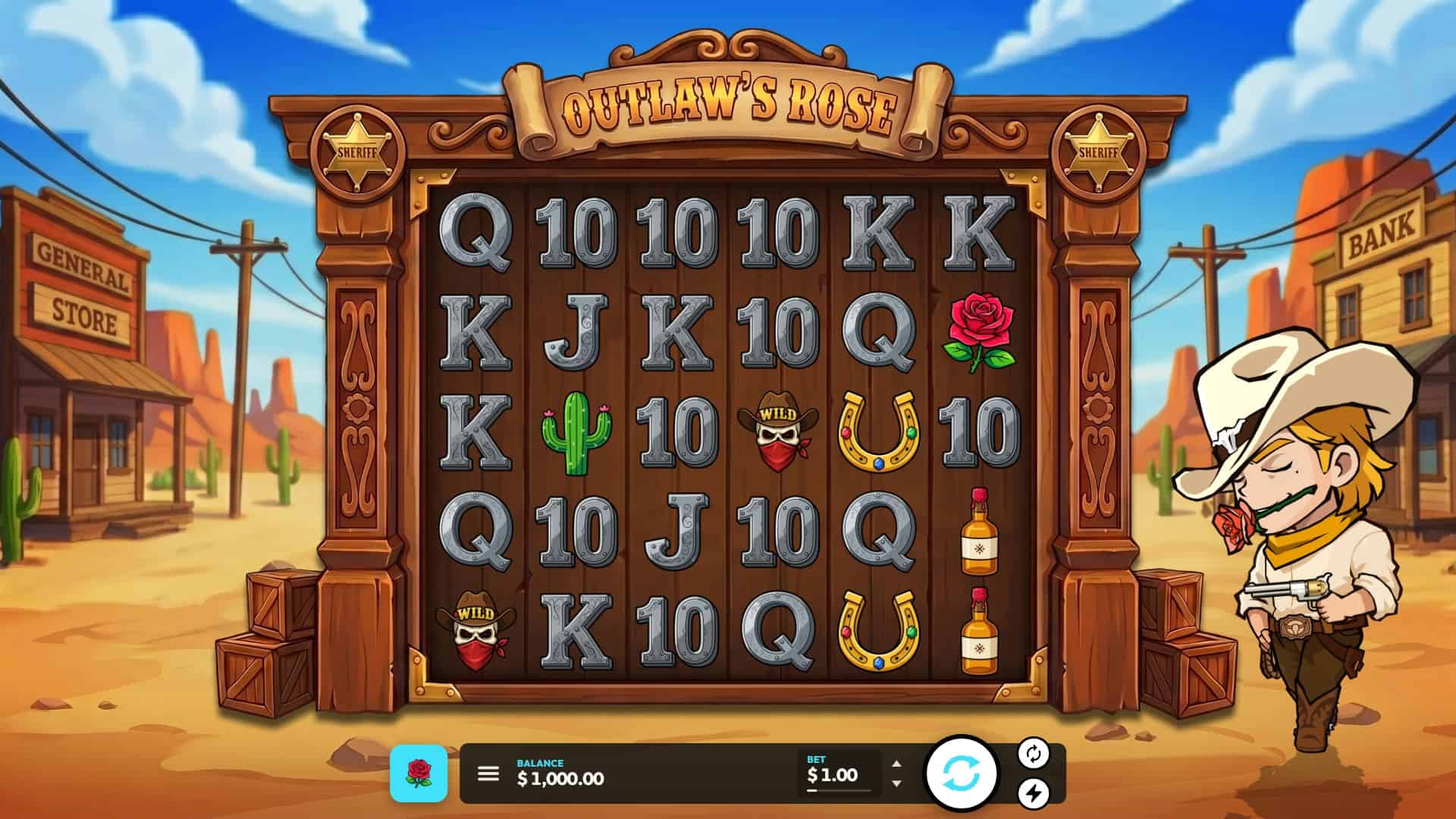 Outlaws Rose slot gameplay reels