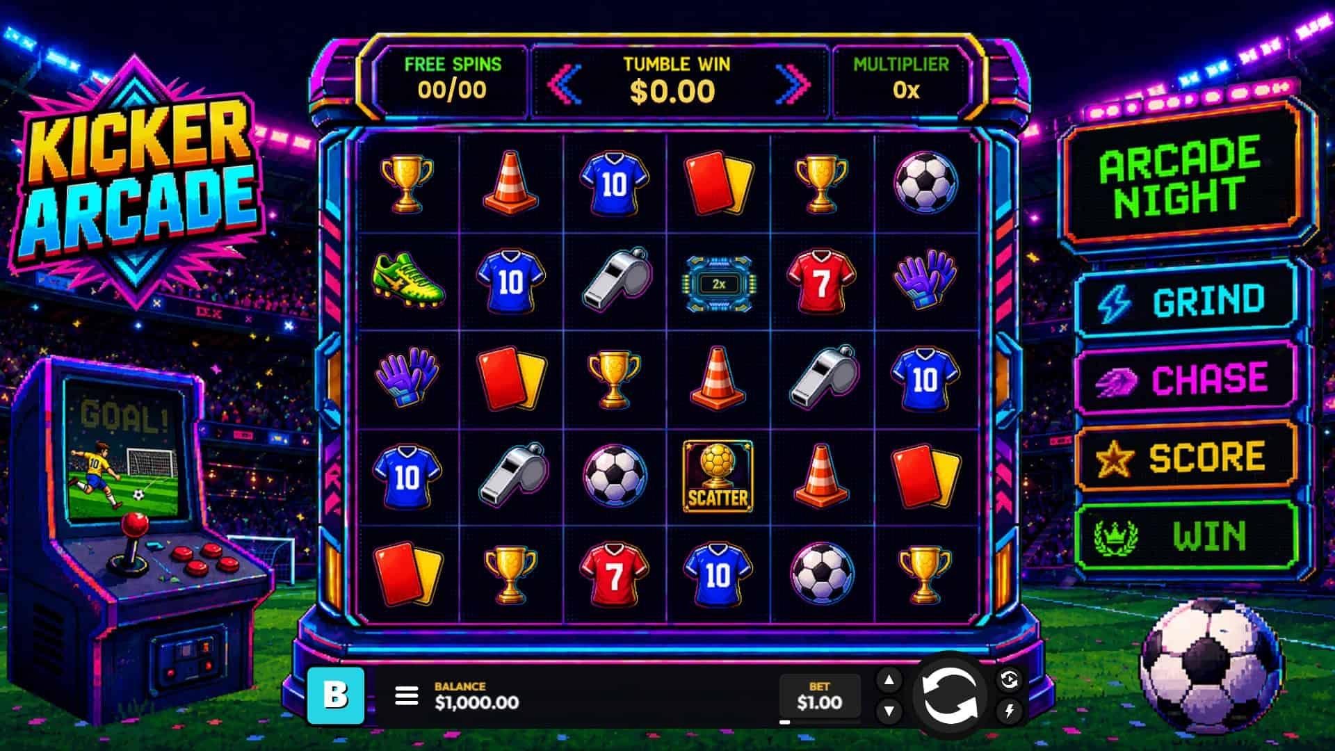 Kicker Arcade slot gameplay reels