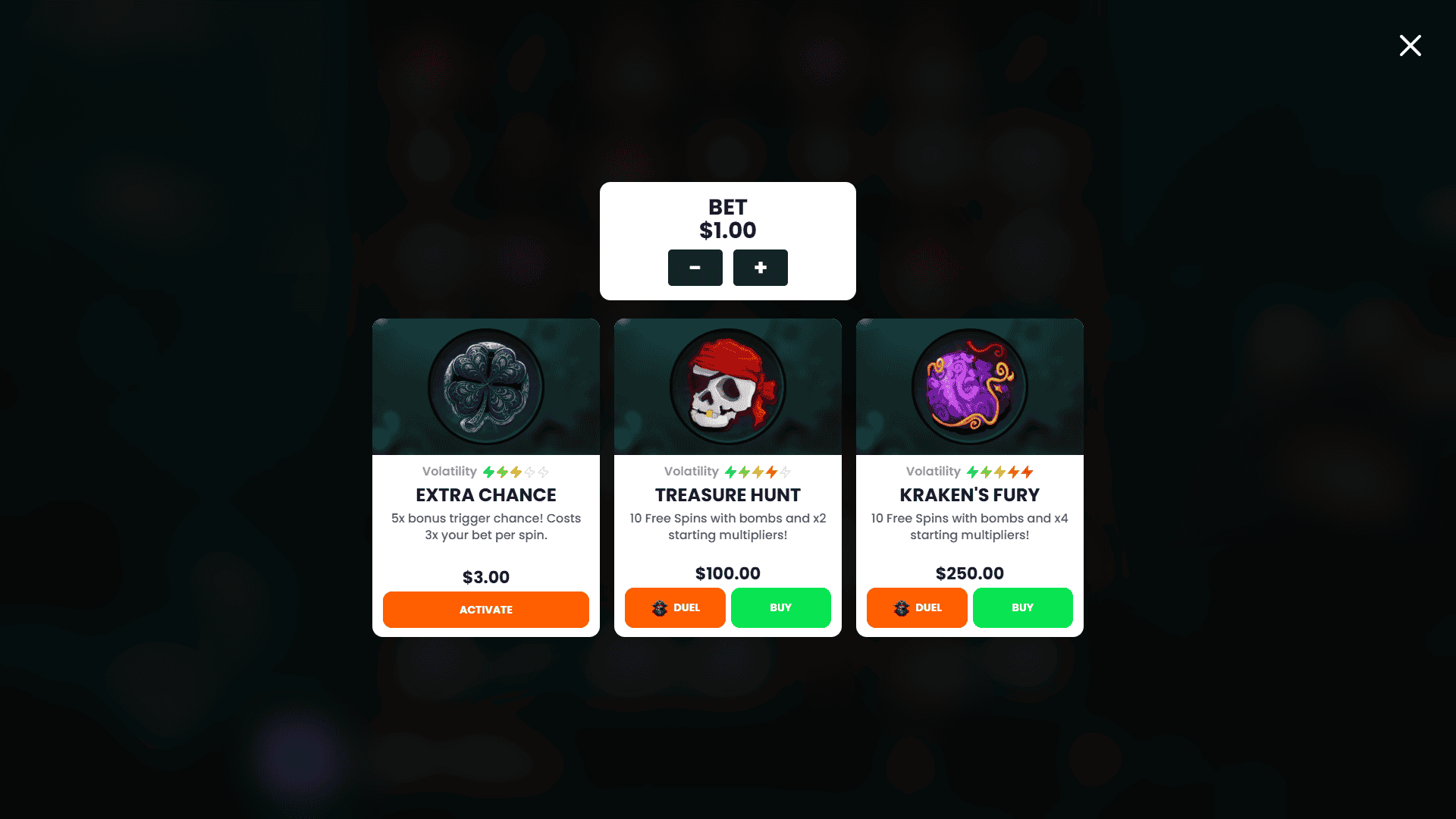 Pirate Abyss bonus buy menu