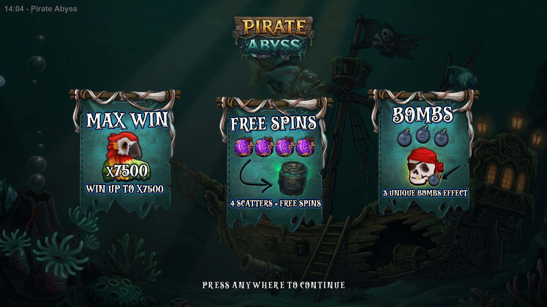 Pirate Abyss slot intro screen