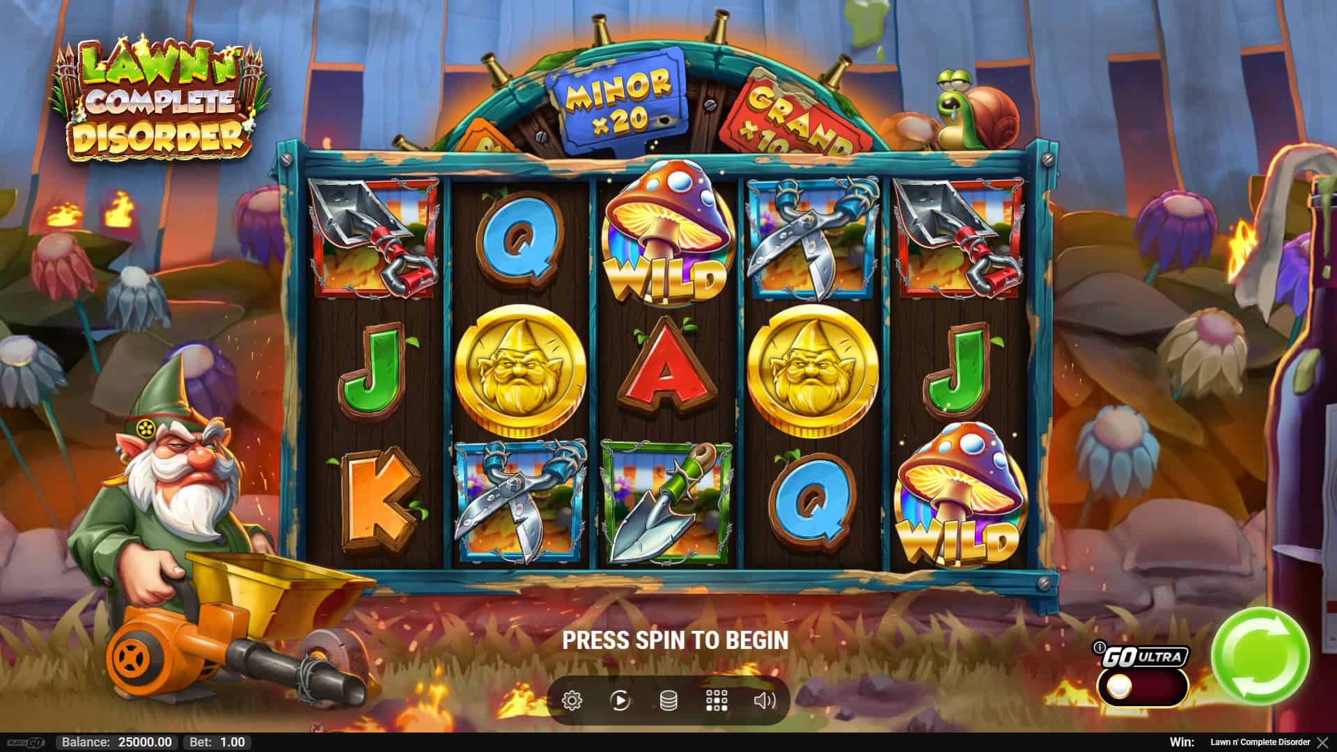 Lawn N’ Complete Disorder slot gameplay reels