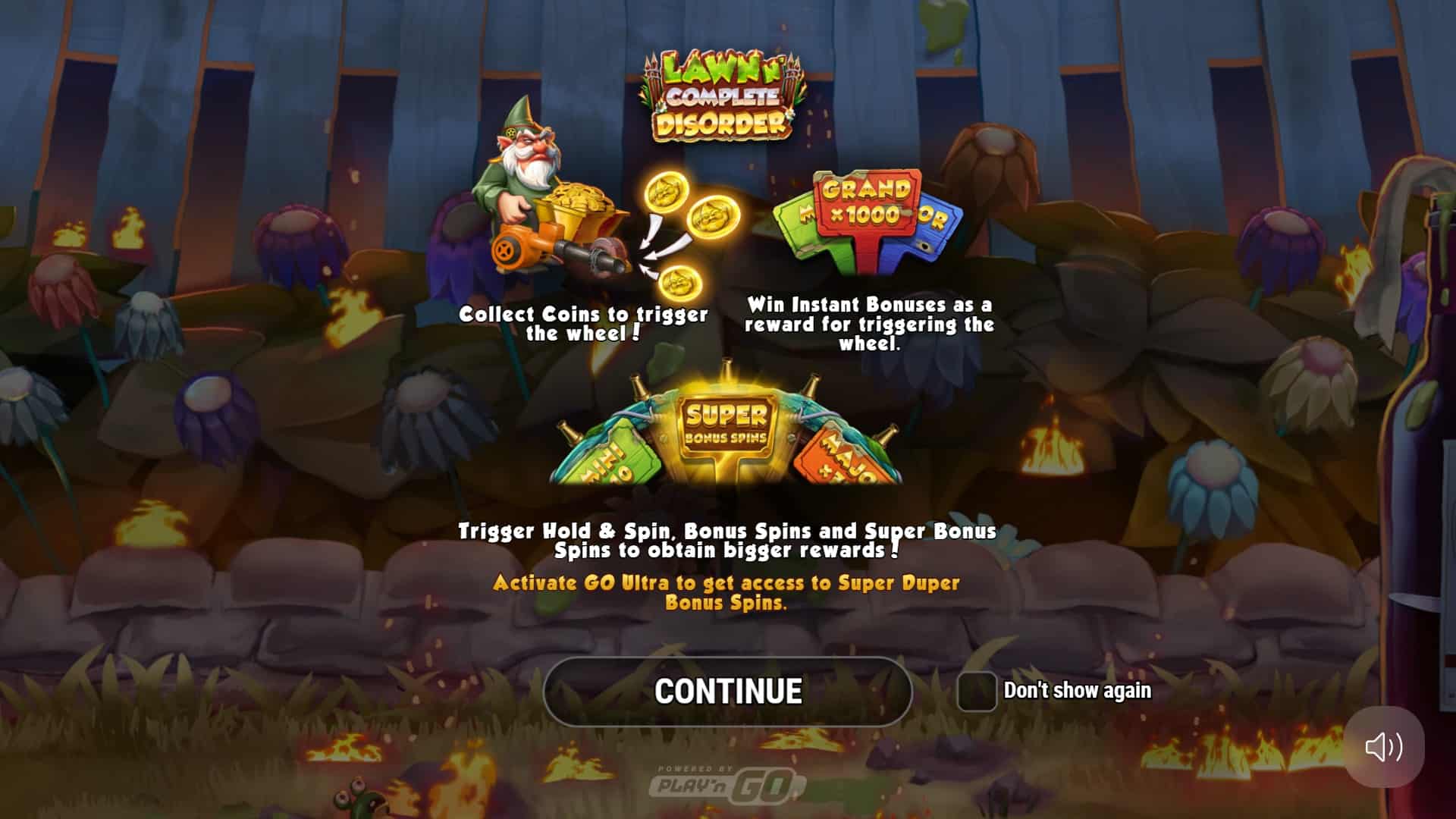 Lawn N’ Complete Disorder slot intro screen