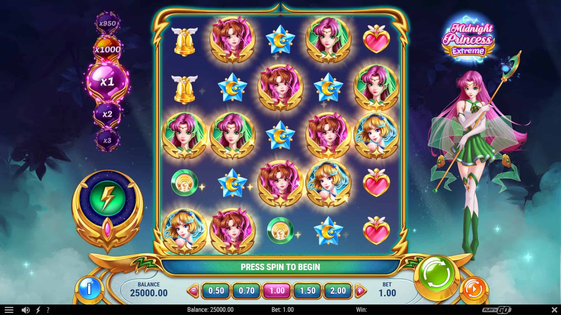 Midnight Princess Extreme slot gameplay reels