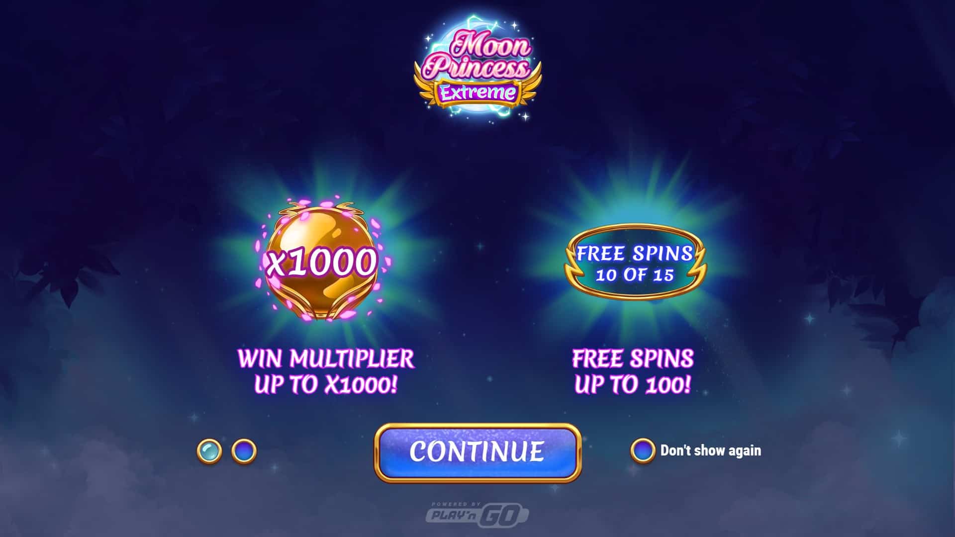 Moon Princess Extreme slot intro screen