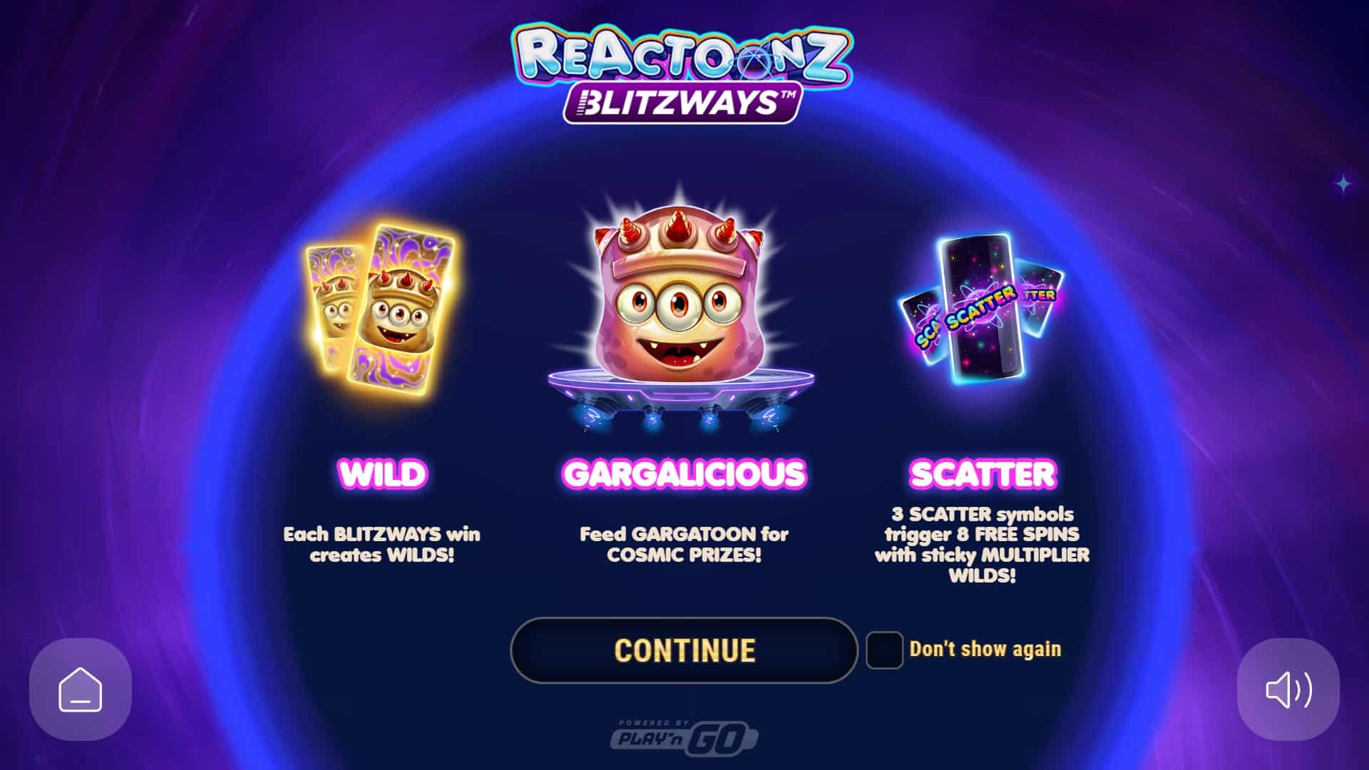 Reactoonz Blitzways slot intro screen