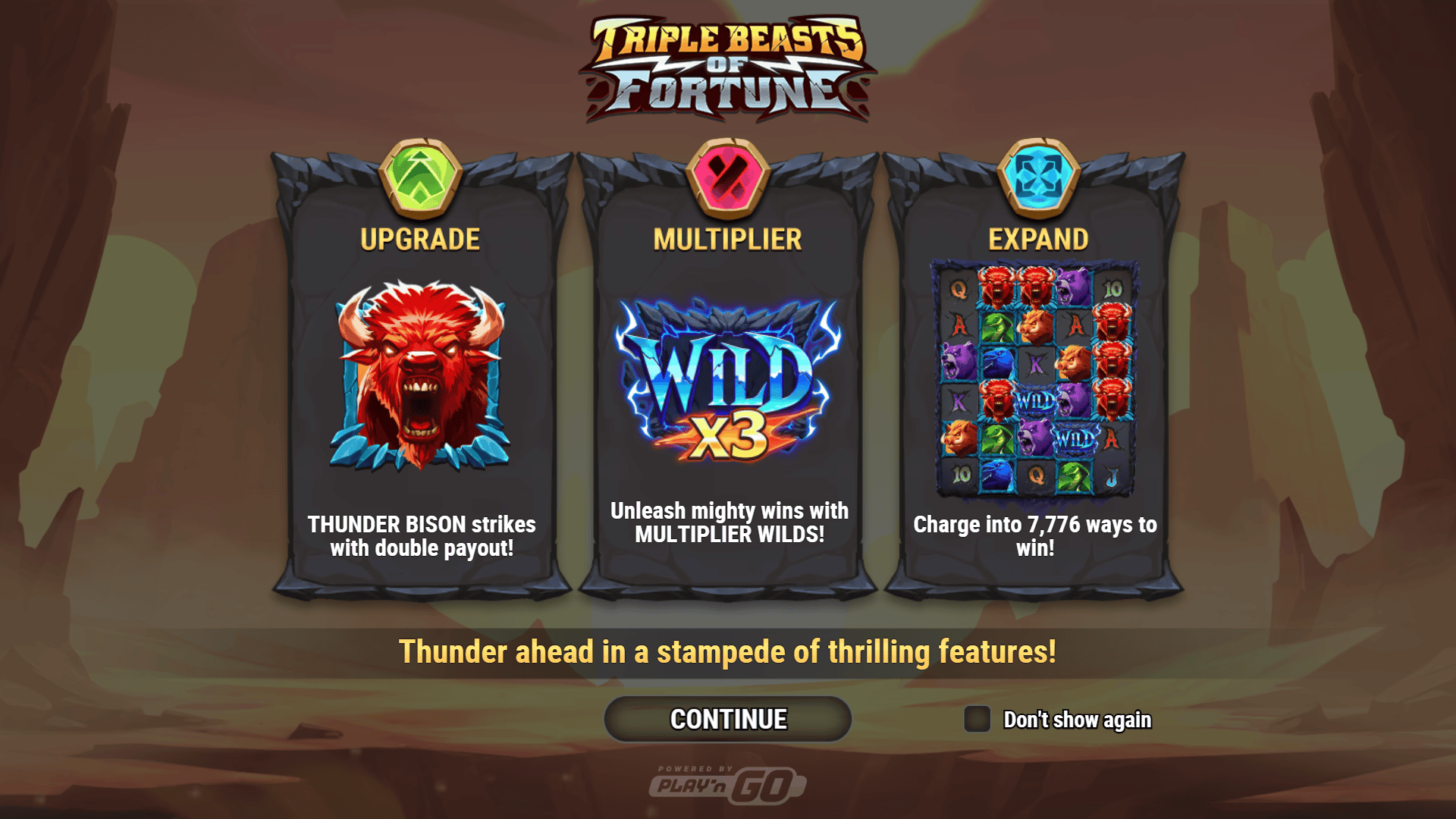 Triple Beasts of Fortune slot intro screen