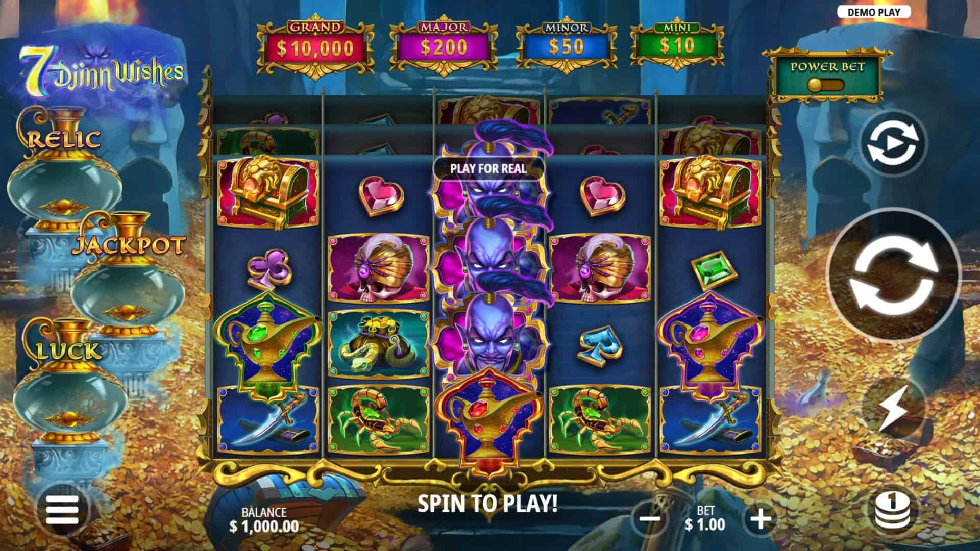 7 Djinn Wishes slot gameplay reels