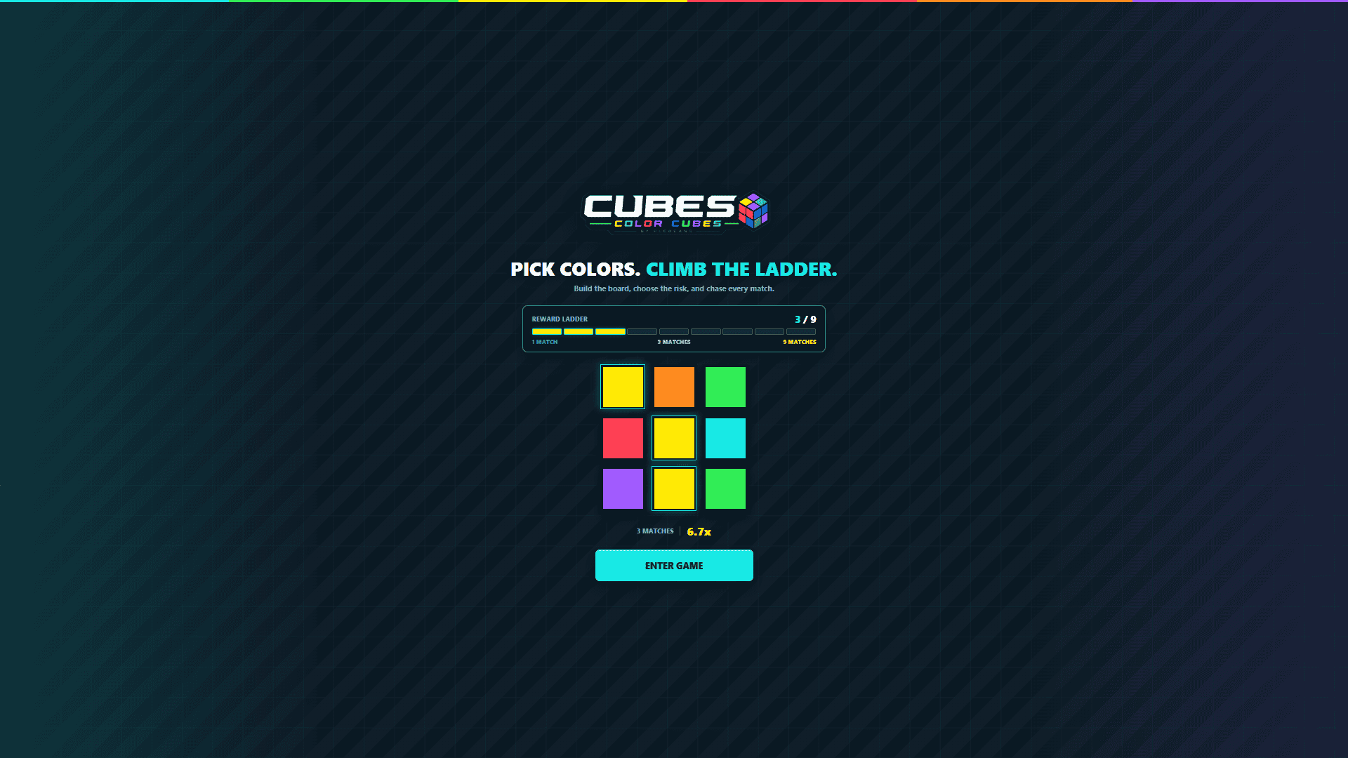 Cubes: Colors slot intro screen
