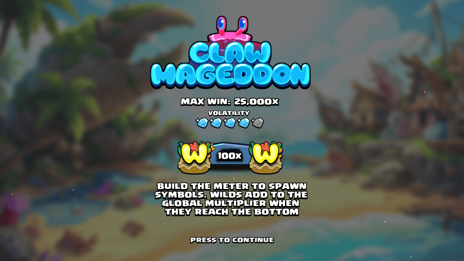 Clawmageddon slot intro screen