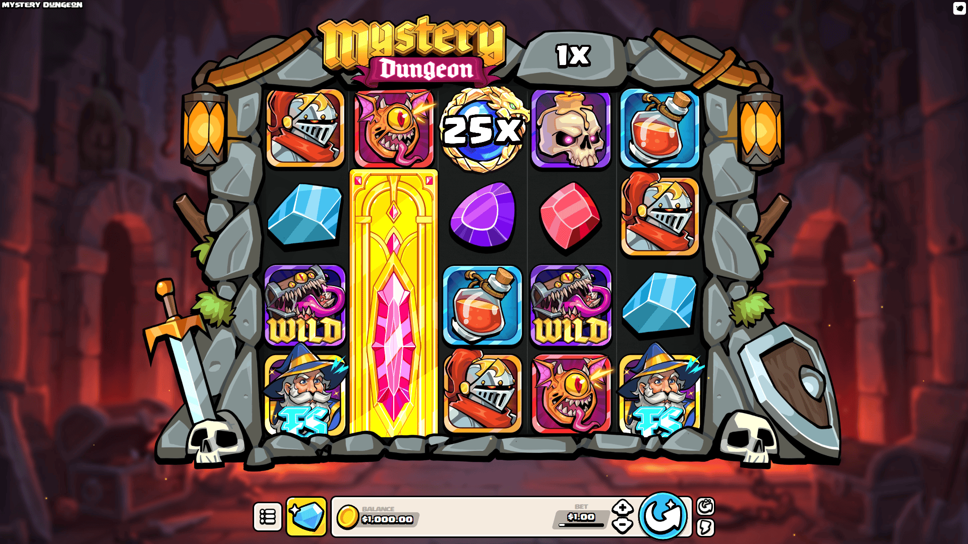 Mystery Dungeon slot gameplay reels
