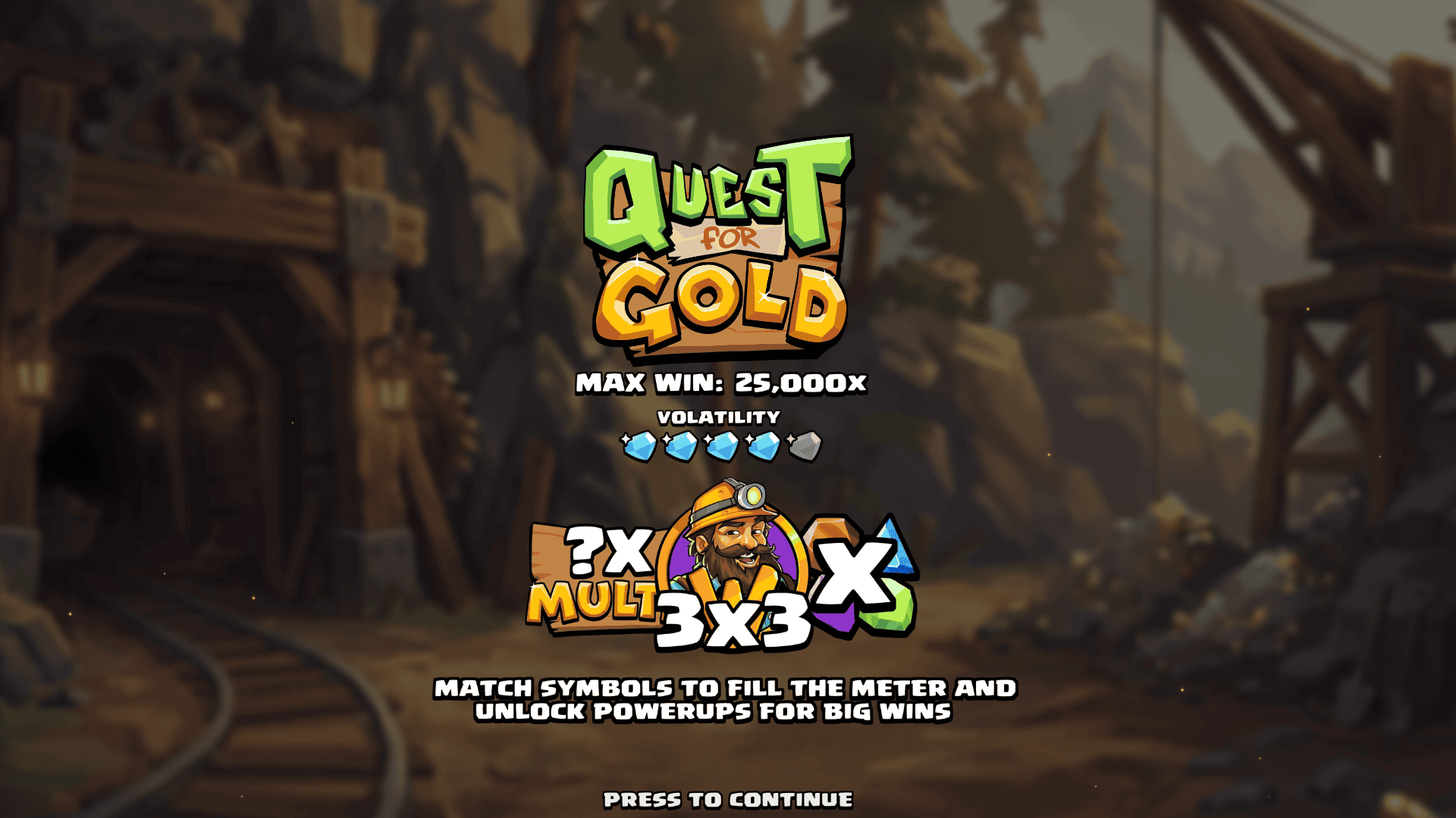 Quest for Gold slot intro screen