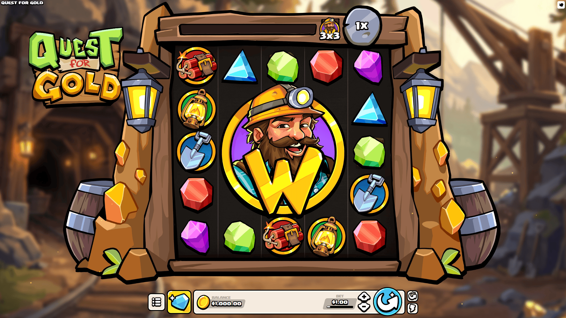 Quest for Gold slot gameplay reels