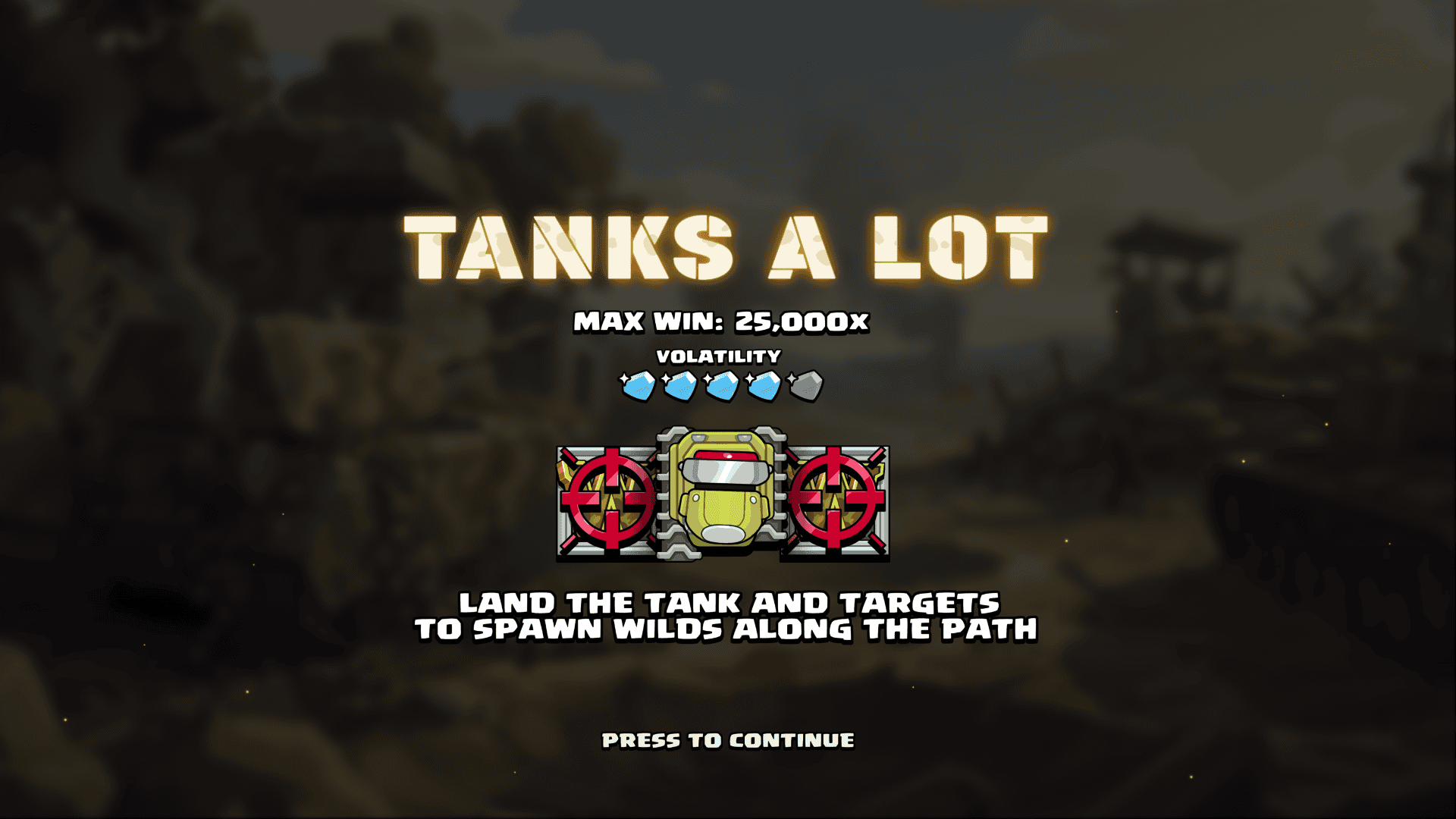 Tanks a Lot slot intro screen