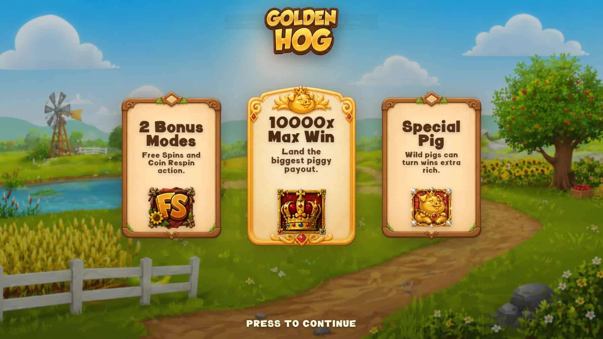 Golden Hog slot intro screen