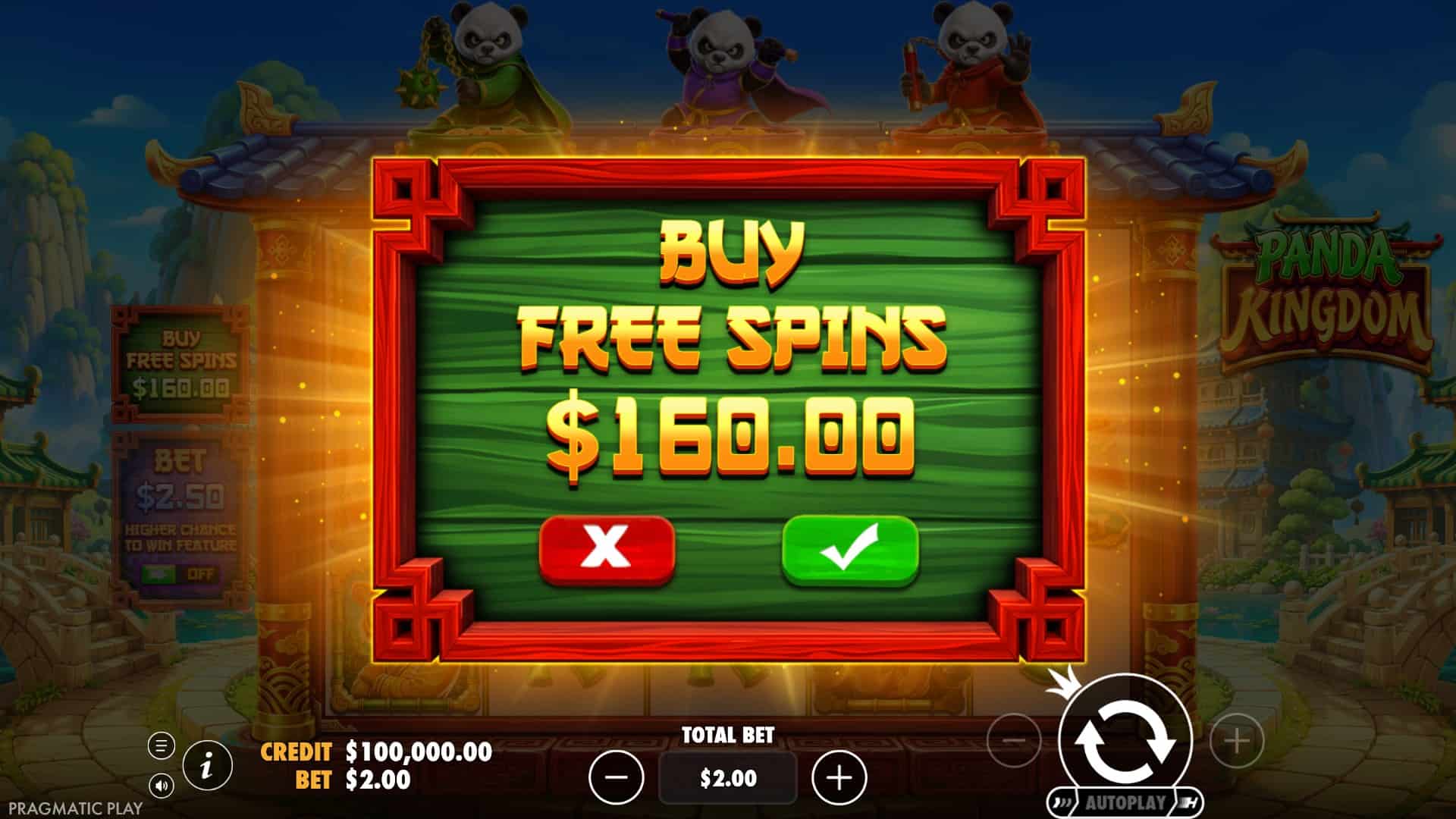 Panda Kingdom bonus buy menu