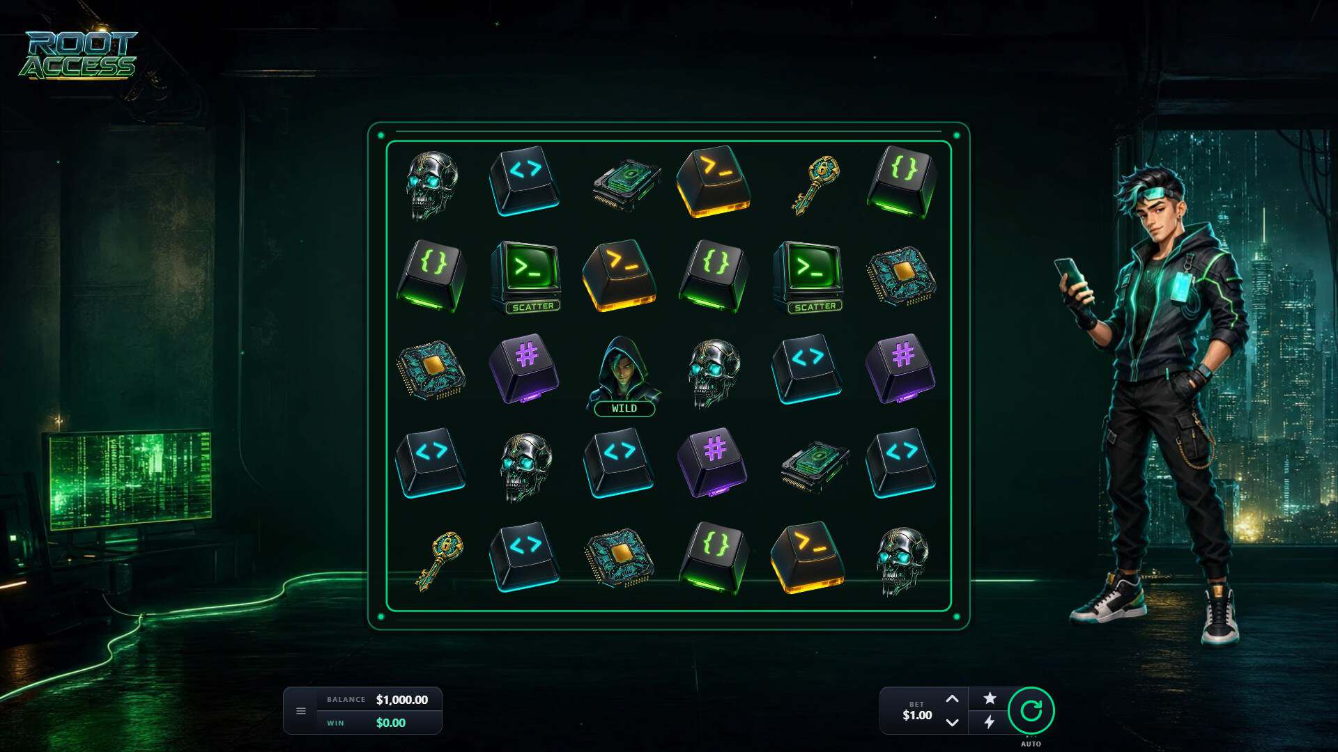 Root Access slot gameplay reels