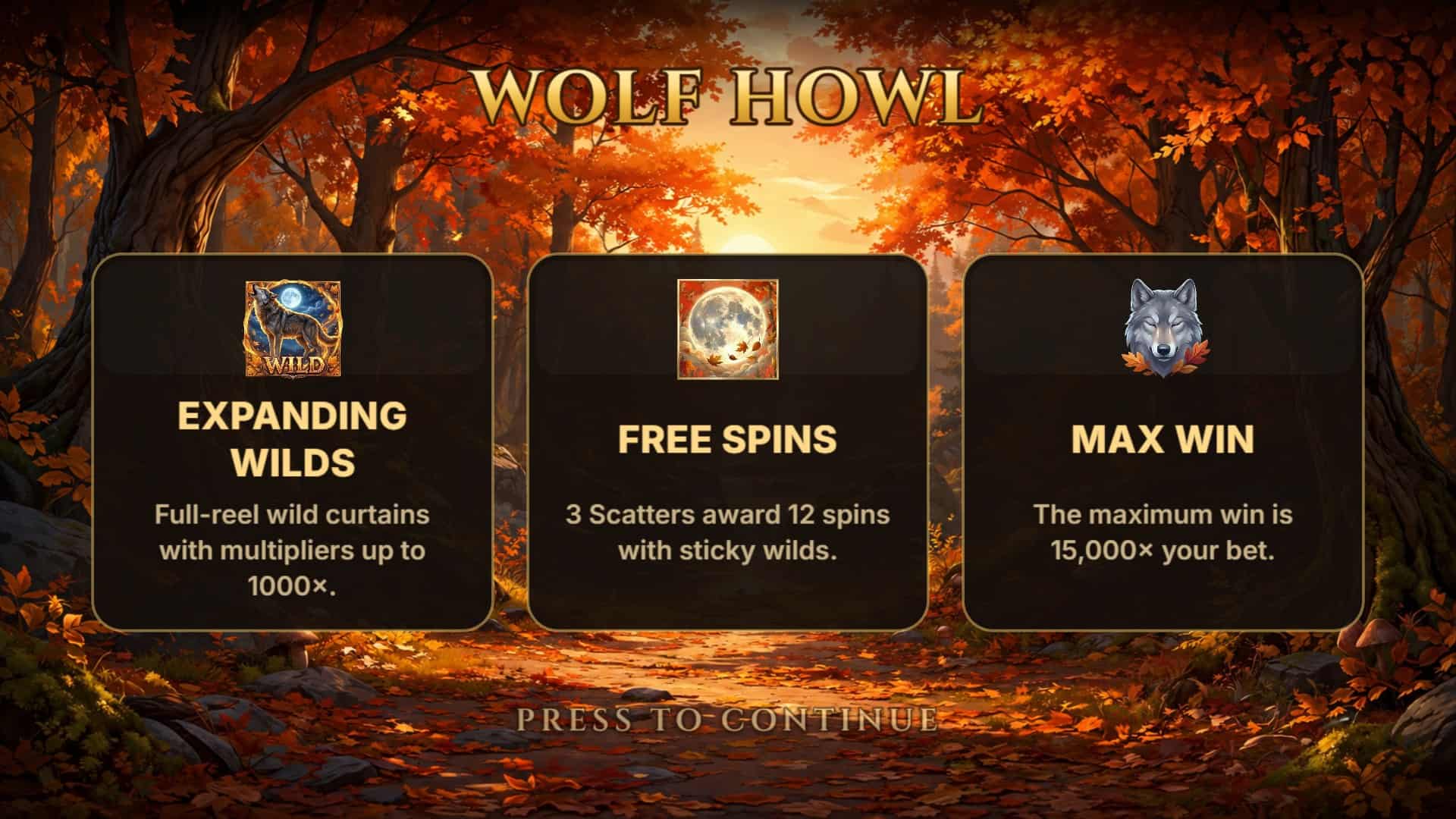 Wolf Howl slot intro screen
