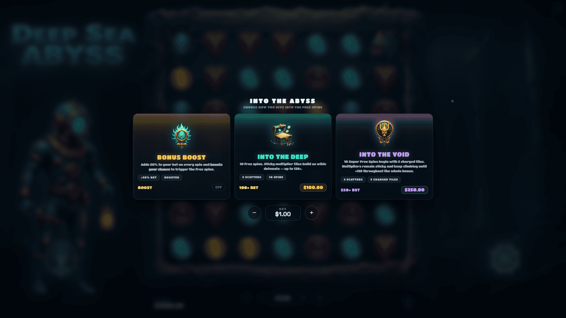 Deep Sea Abyss bonus buy menu