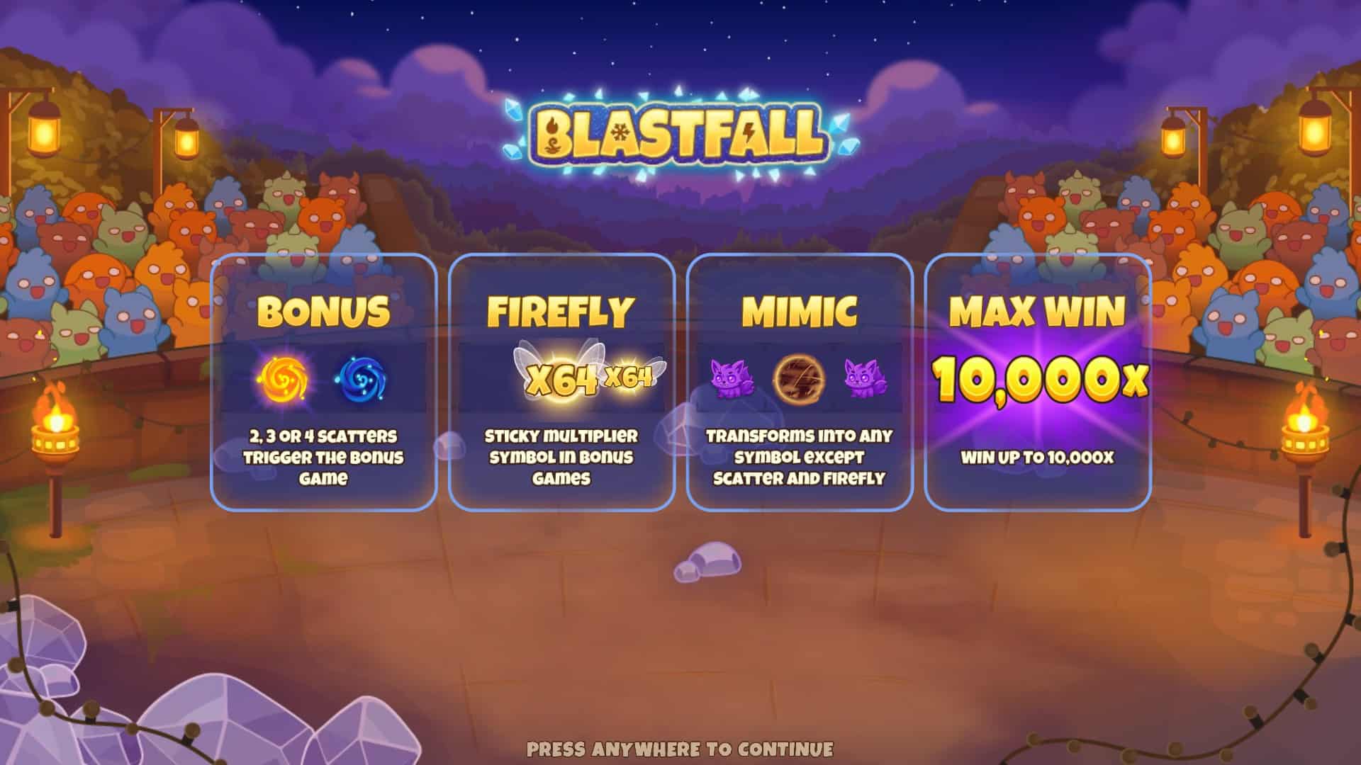 Blastfall slot intro screen