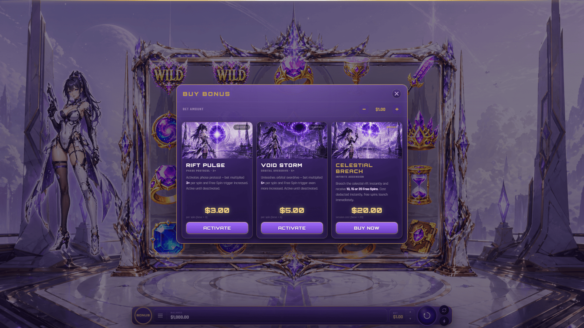 Cyber Infinity bonus buy menu