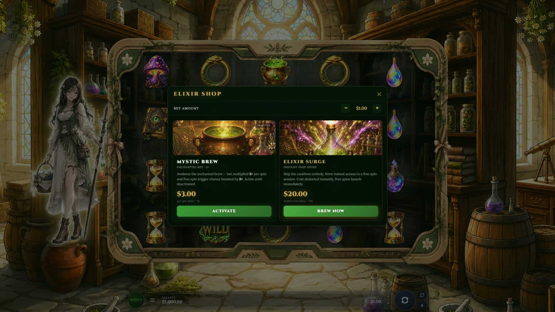 Fortune Elixir bonus buy menu