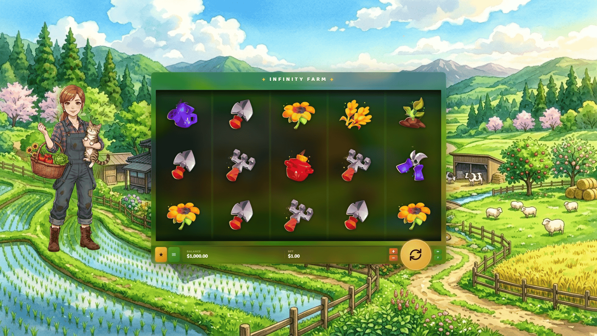 Infinity Farm slot gameplay reels