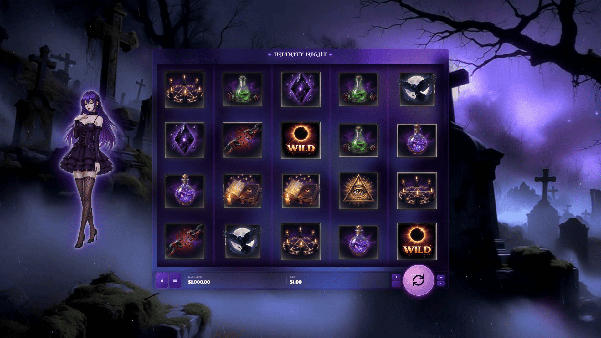 Infinity Night slot gameplay reels