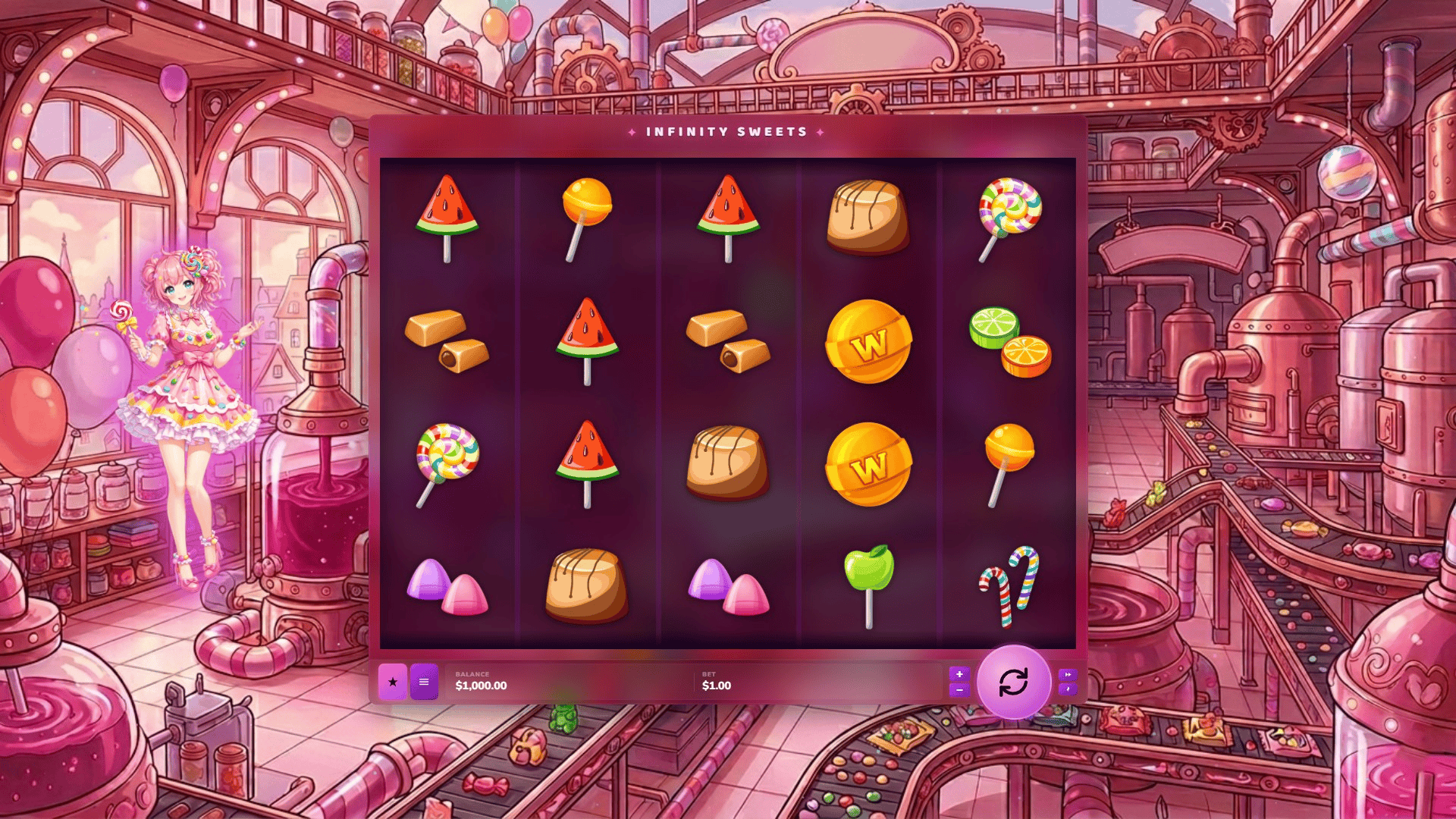Infinity Sweets slot gameplay reels