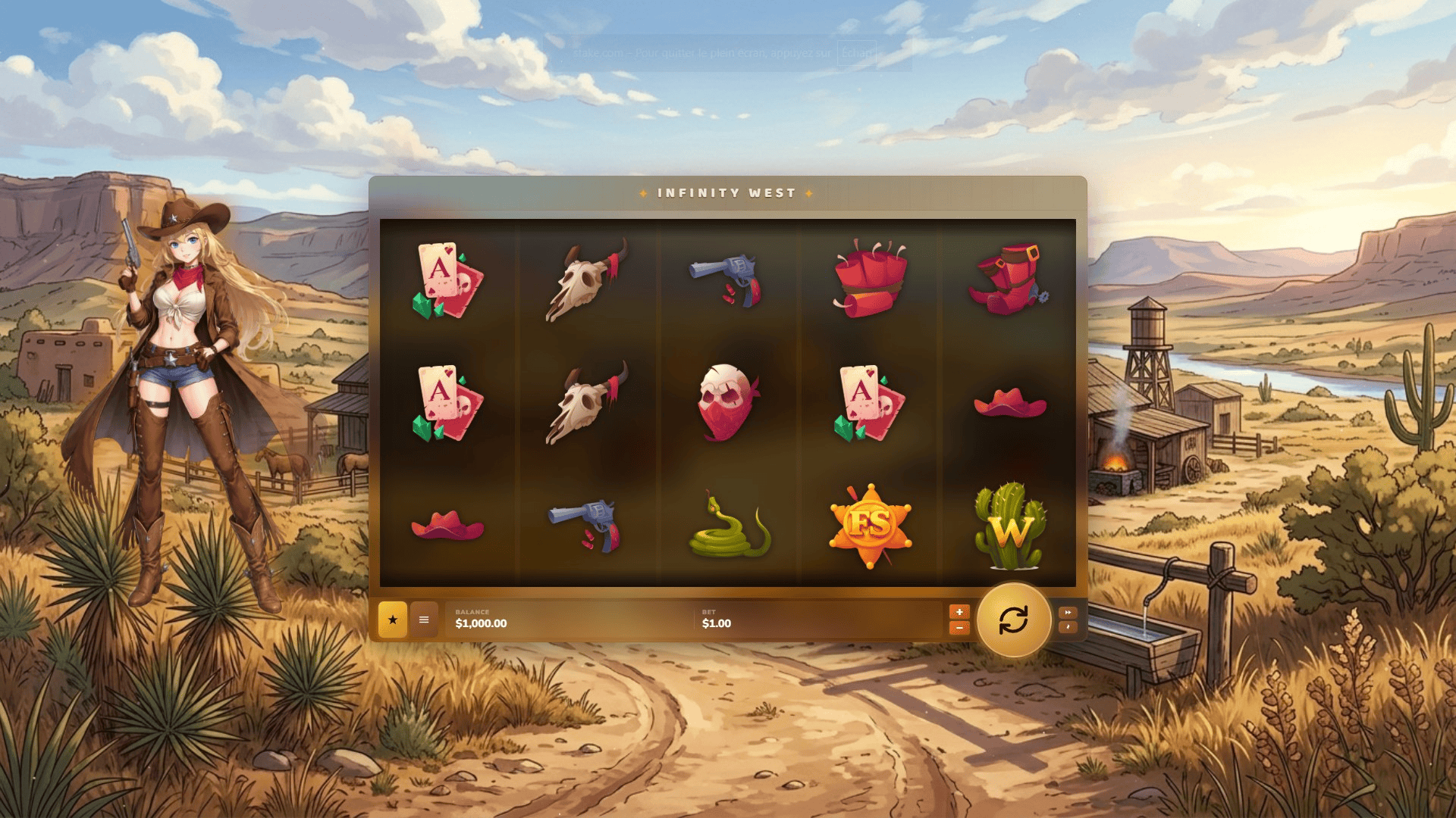 Infinity West slot gameplay reels