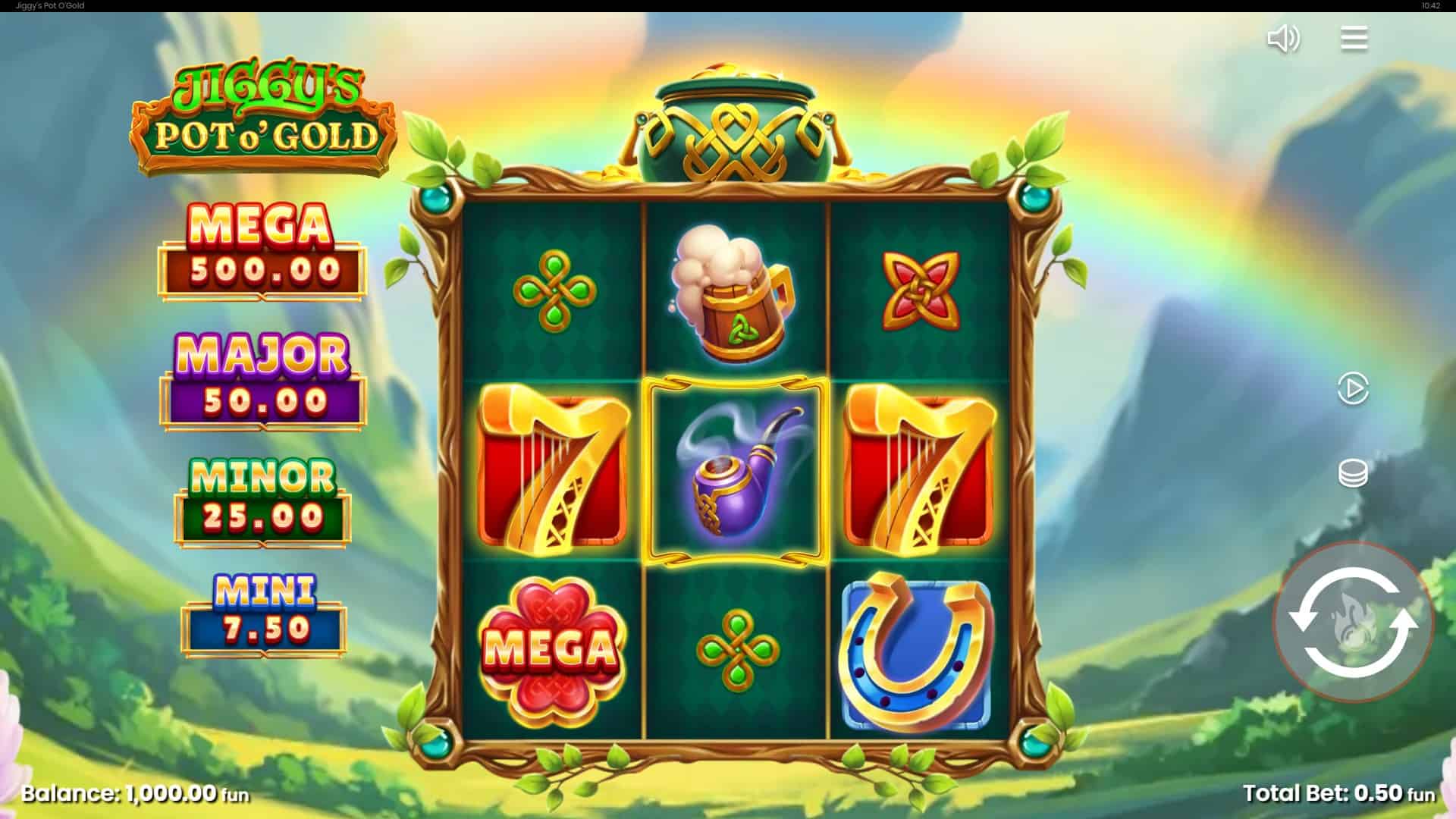 Jiggy's Pot O'Gold slot gameplay reels