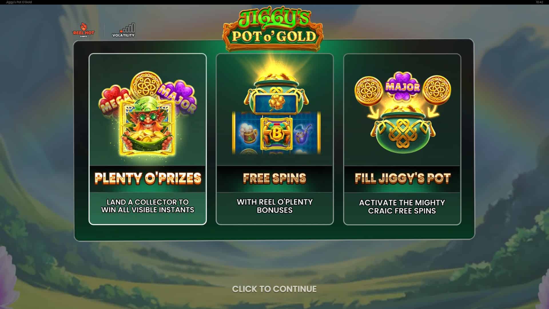 Jiggy's Pot O'Gold slot intro screen