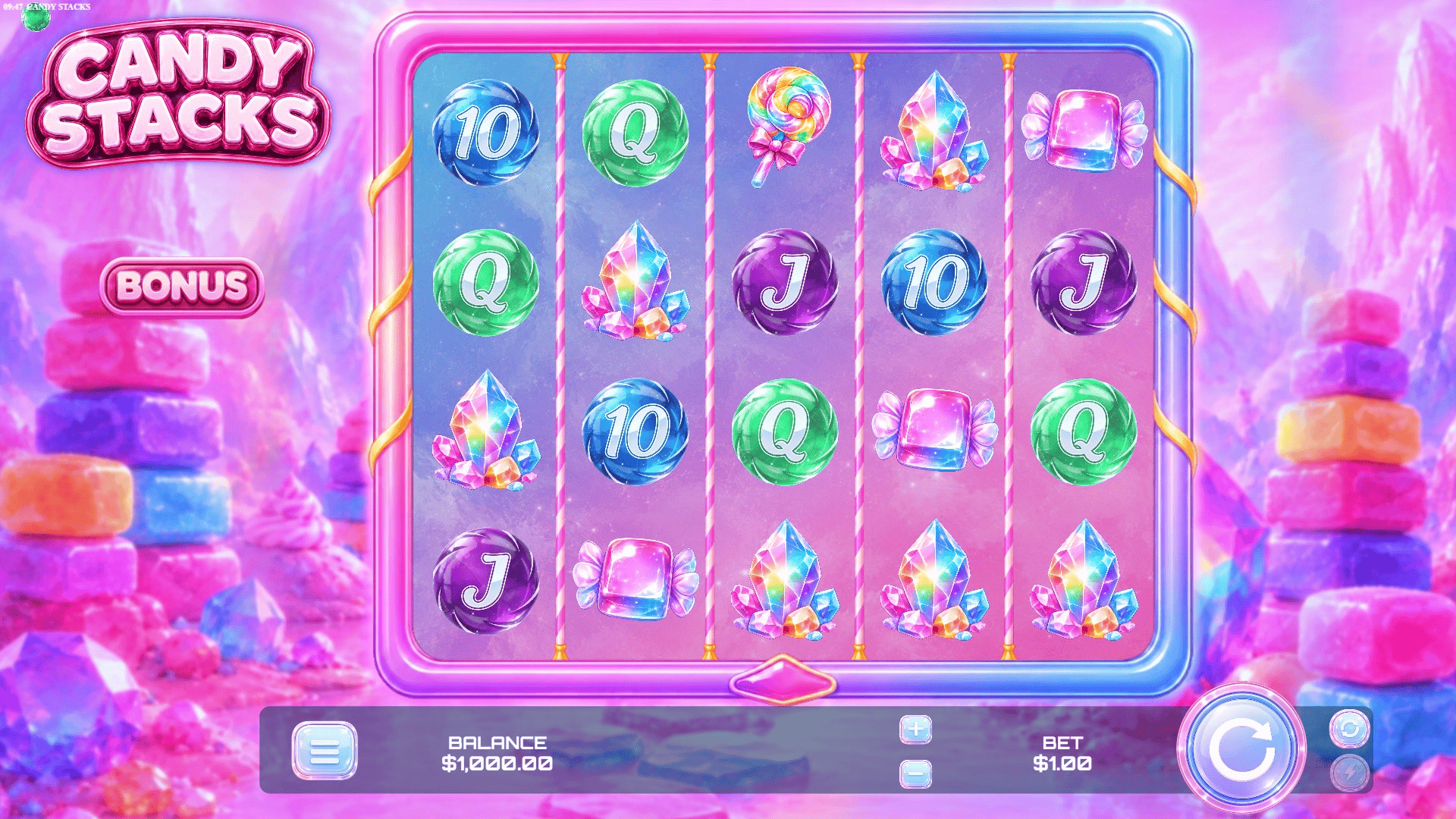 CandyStacks slot gameplay reels