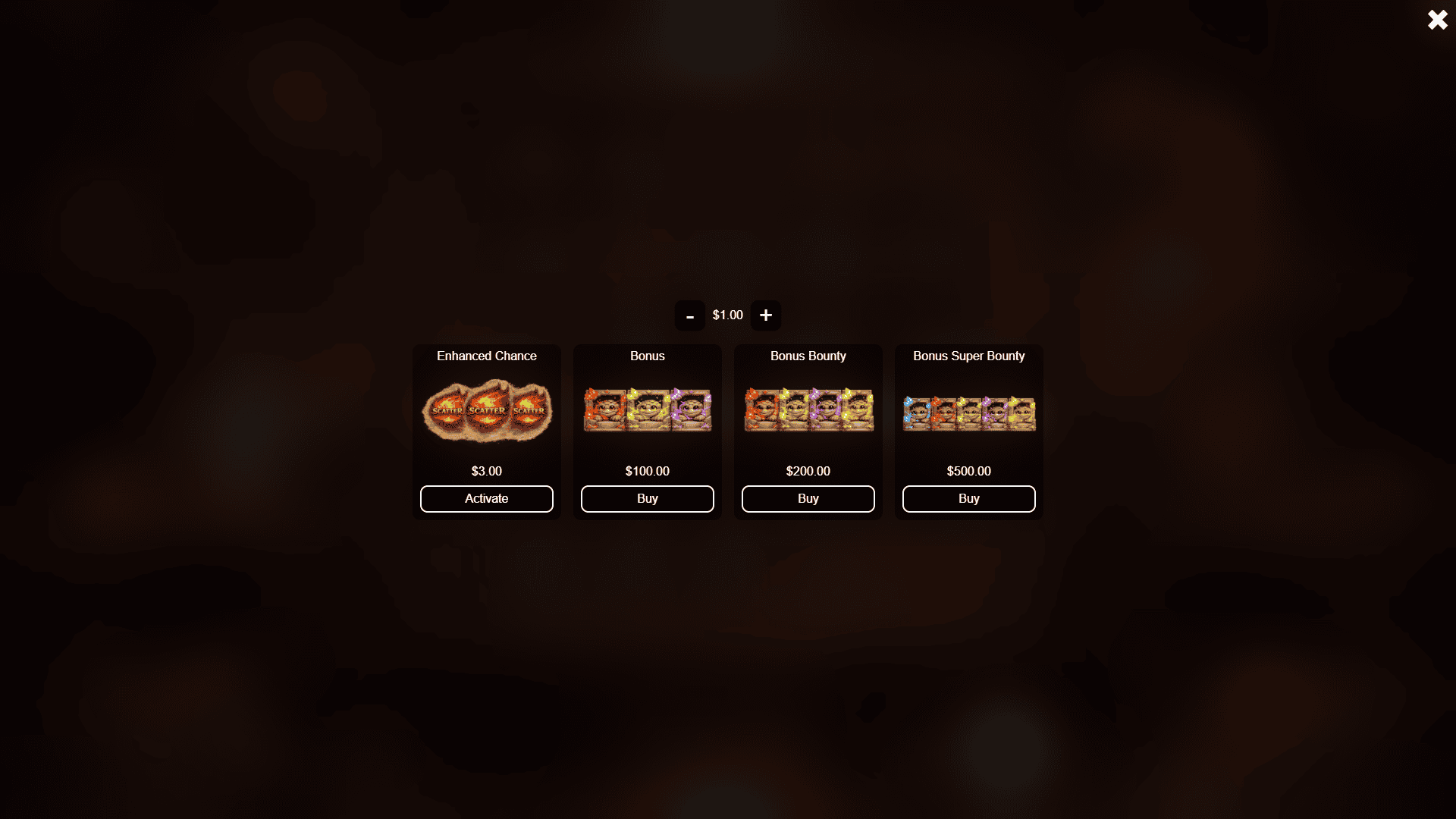 Golem vs Dragon bonus buy menu