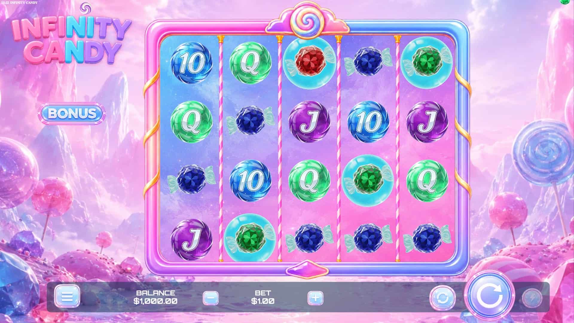 Infinity Candy slot gameplay reels