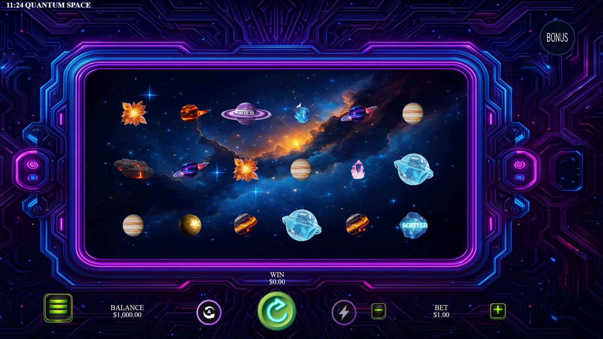 Quantum Space slot gameplay reels