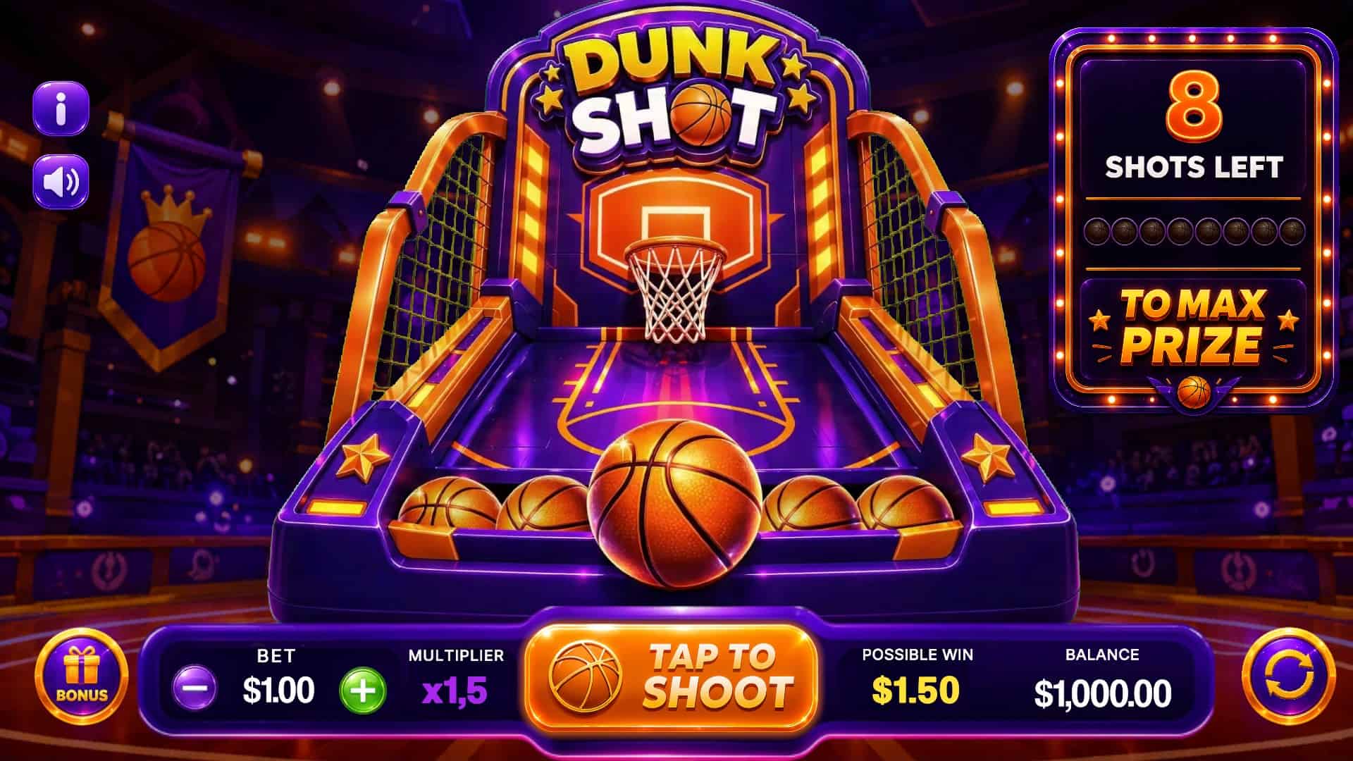 Dunk Shot slot gameplay reels