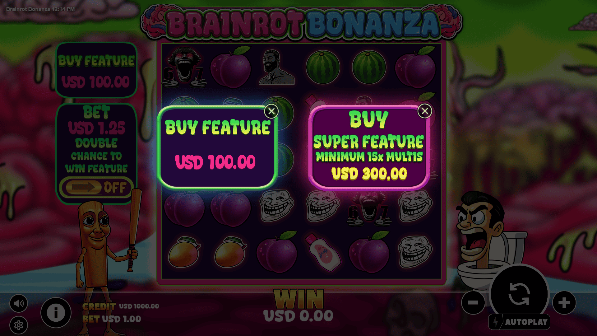 Brainrot Bonanza bonus buy menu