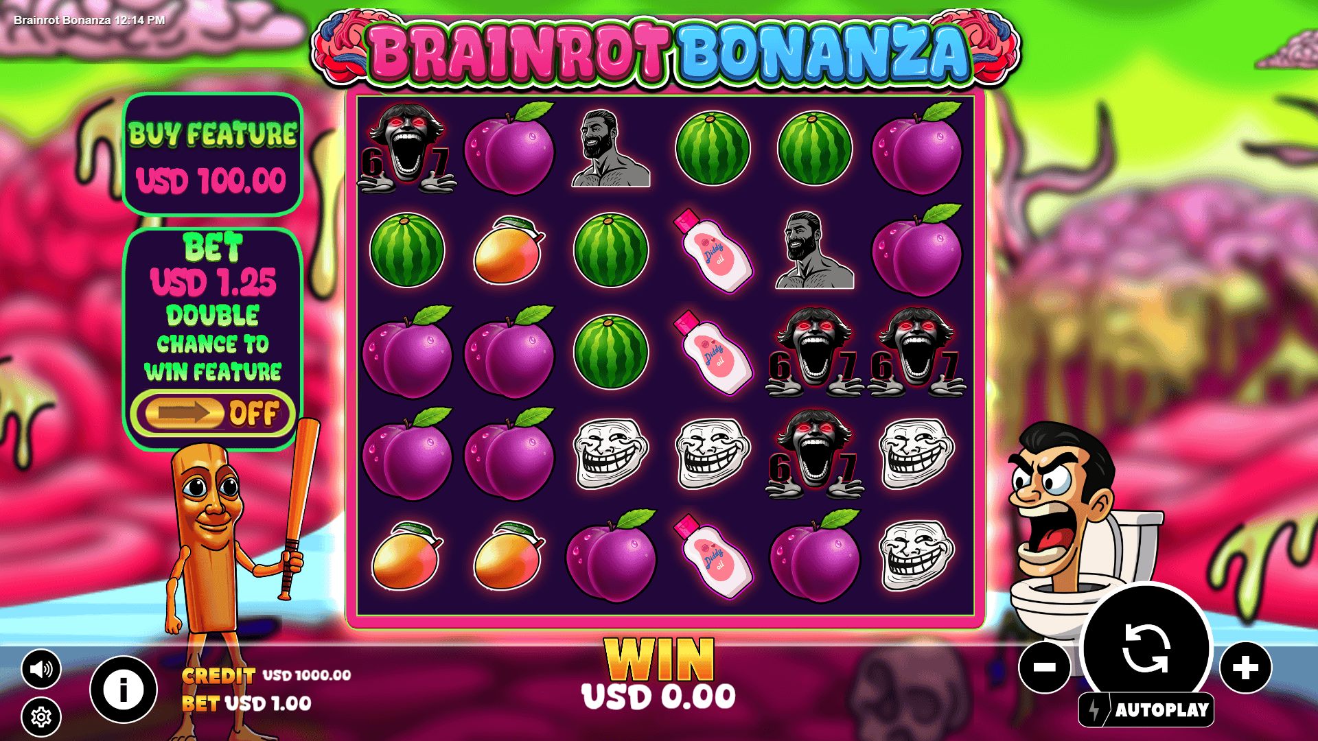 Brainrot Bonanza slot gameplay reels