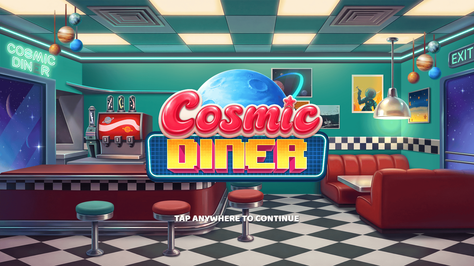 Cosmic Diner slot intro screen