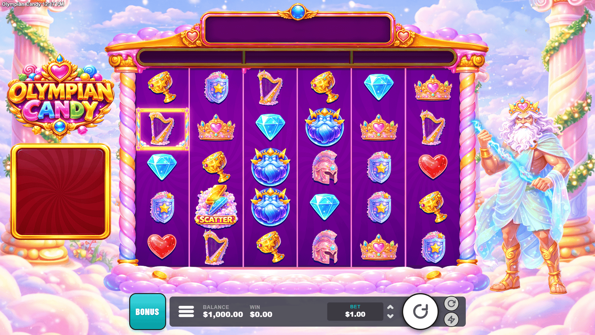 Olympian Candy slot gameplay reels