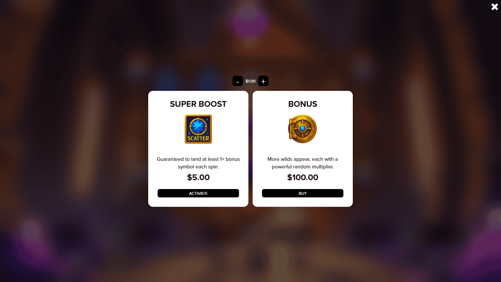 Sky Vault bonus buy menu