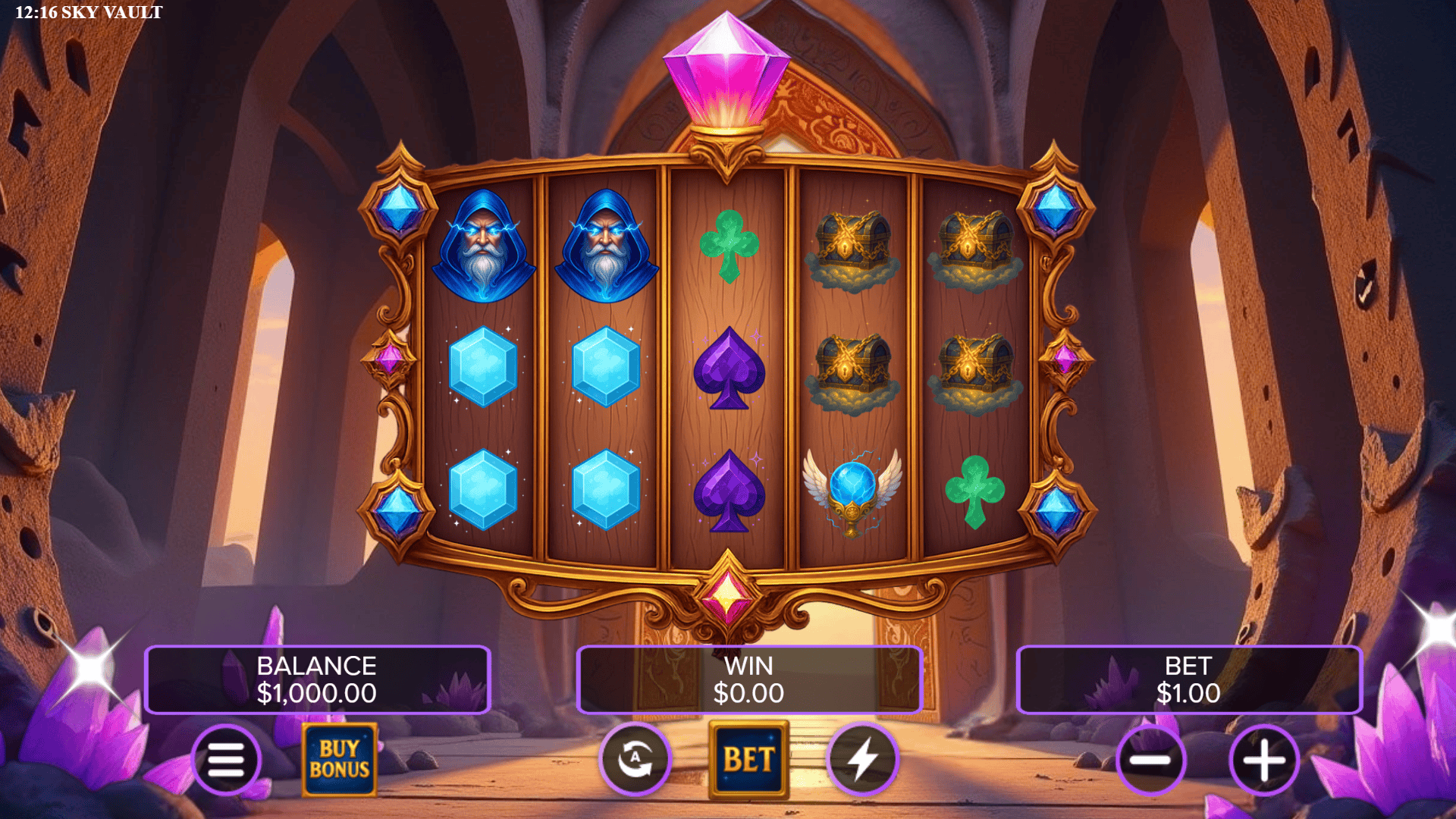 Sky Vault slot gameplay reels