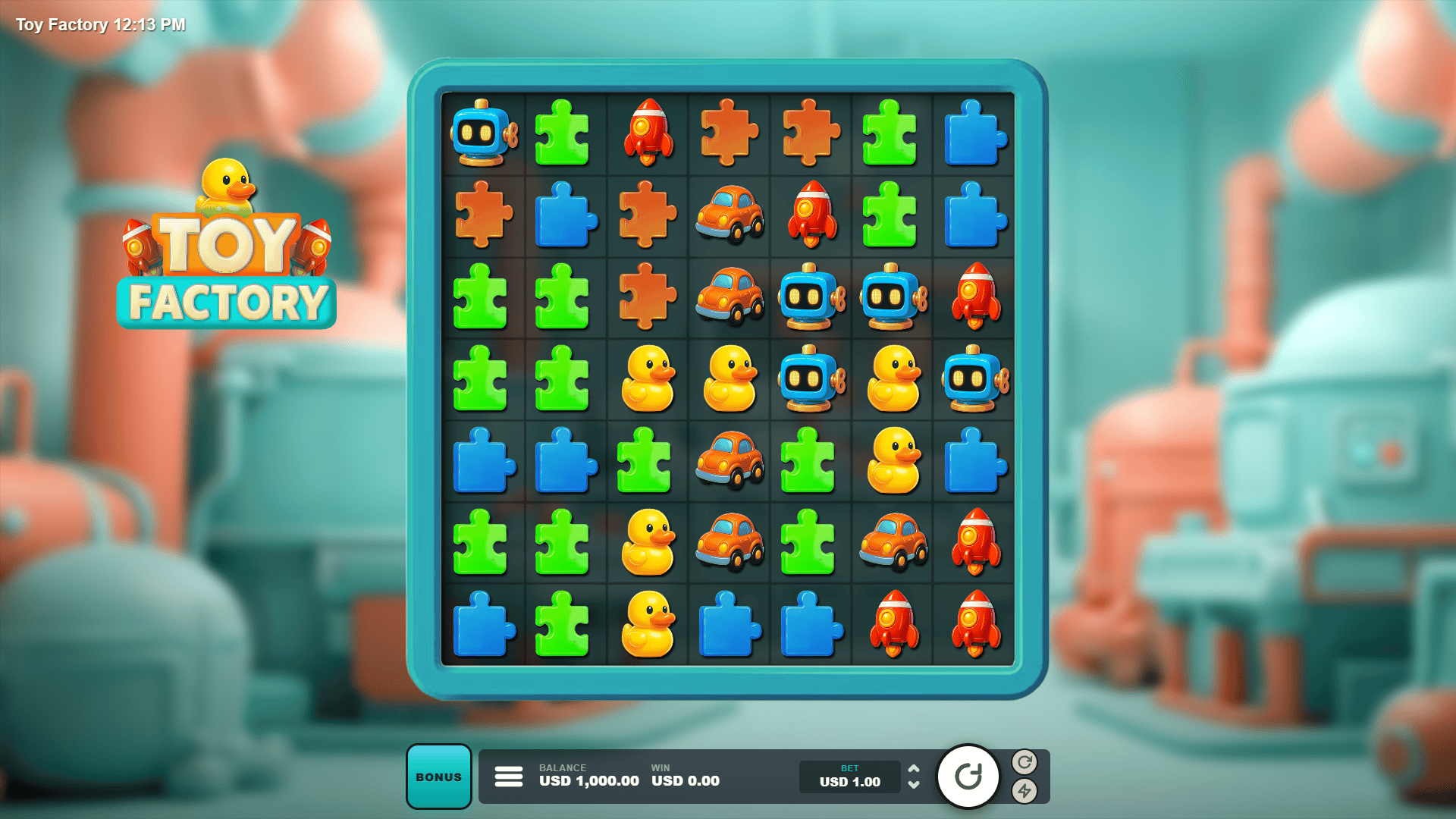 Toy Factory slot gameplay reels