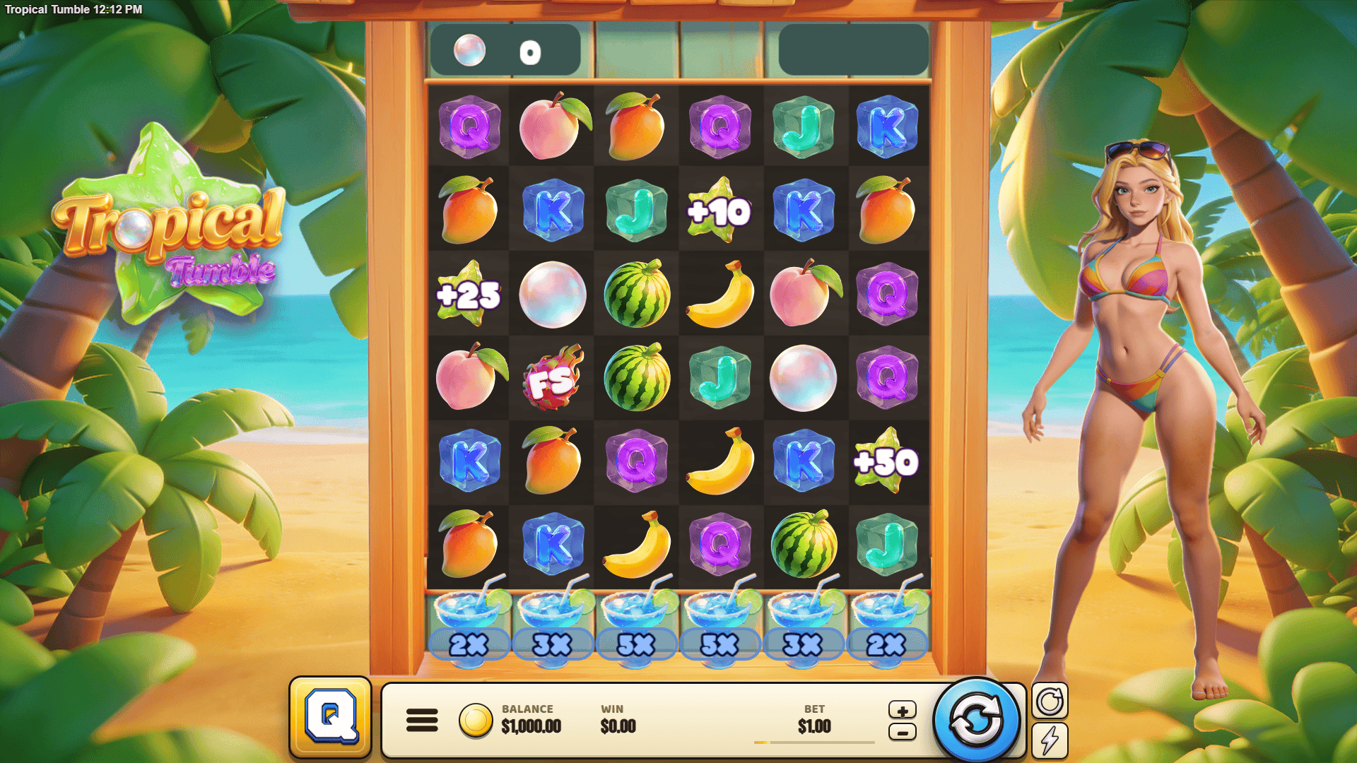 Tropical Tumble slot gameplay reels