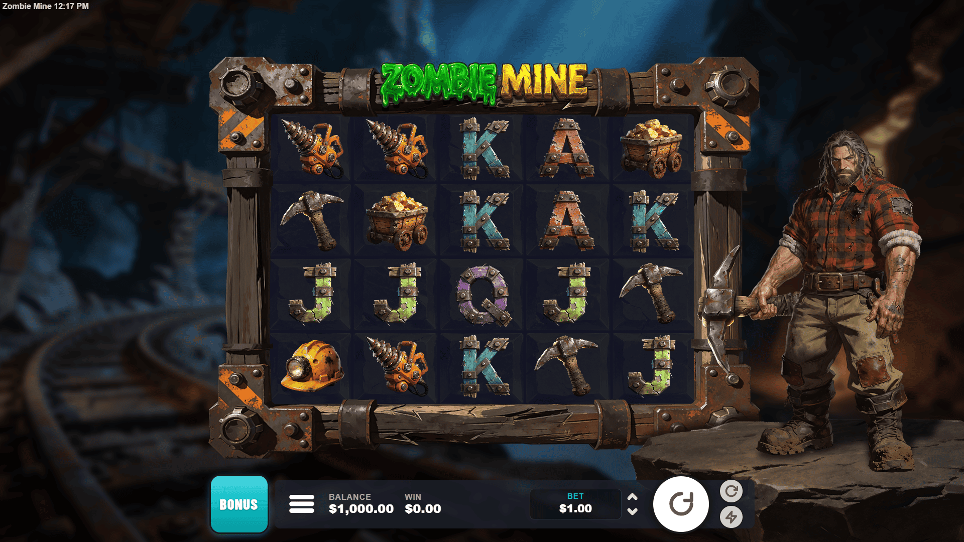 Zombie Mine slot gameplay reels