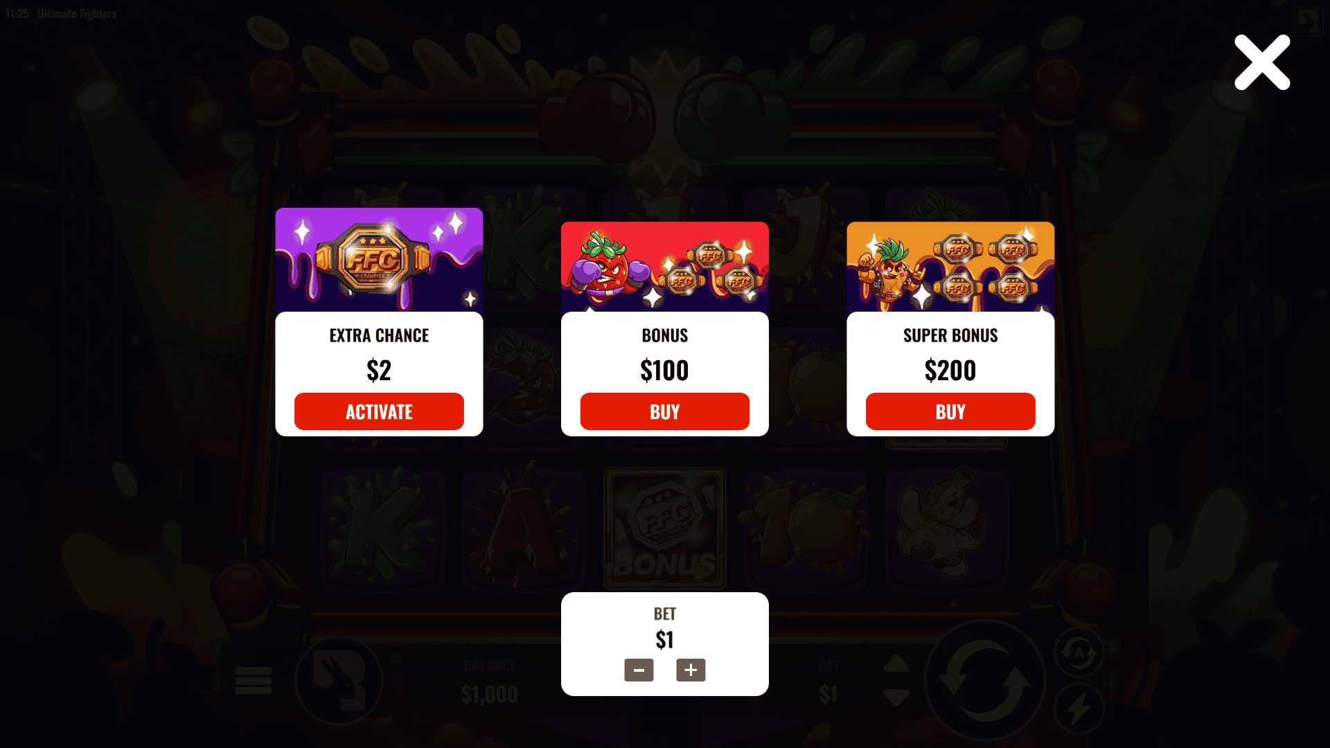 Ultimate Fighters bonus buy menu